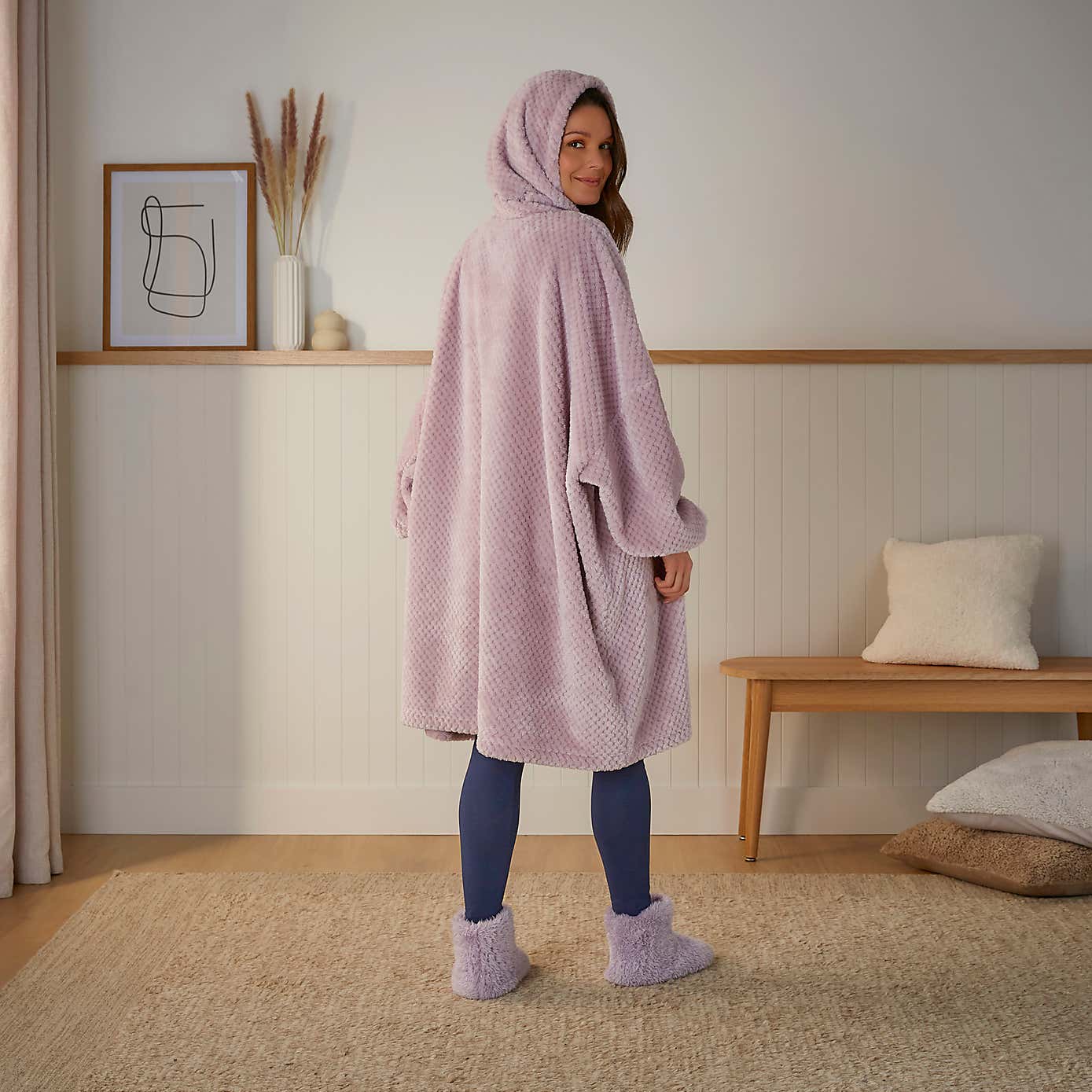 Waffle Fleece Oversized Hoodie