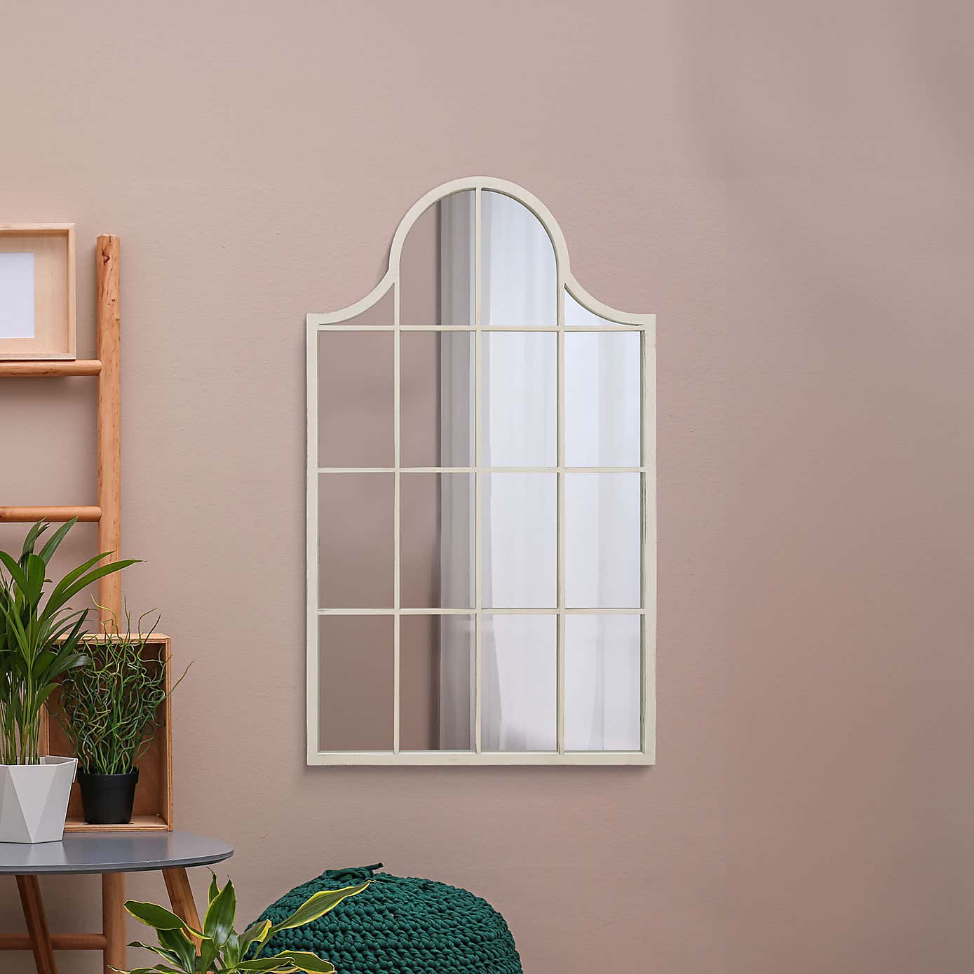 Arcus Window Pane Arched Indoor Outdoor Wall Mirror