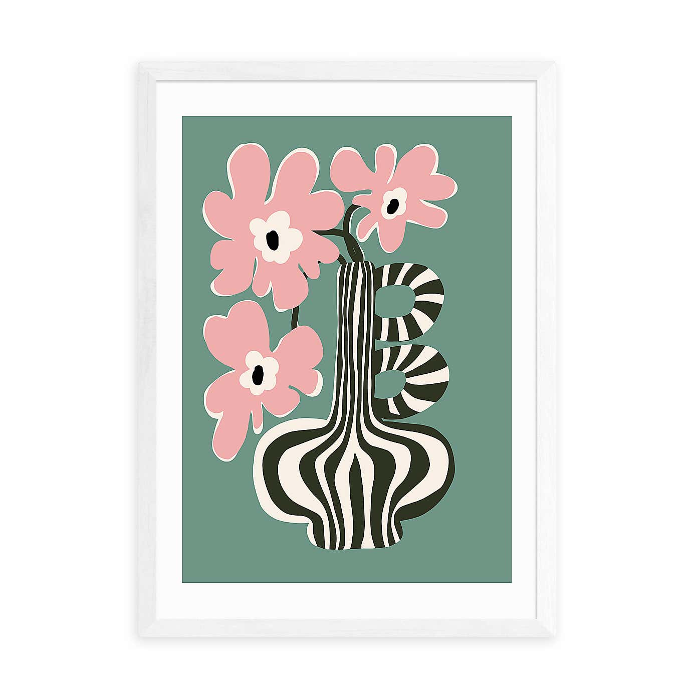 East End Prints Floral Stripe Print by Miho Art Studio