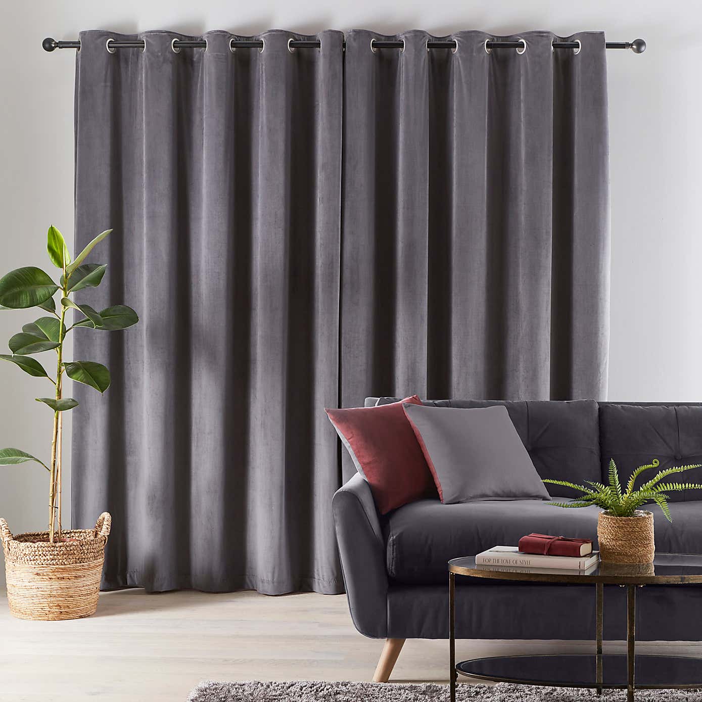Reversible Velour Eyelet Curtains