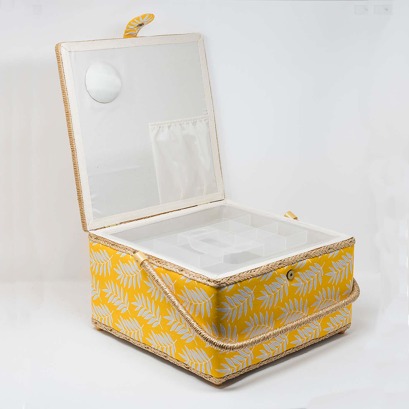 Yellow Fern Extra Large Sewing Basket