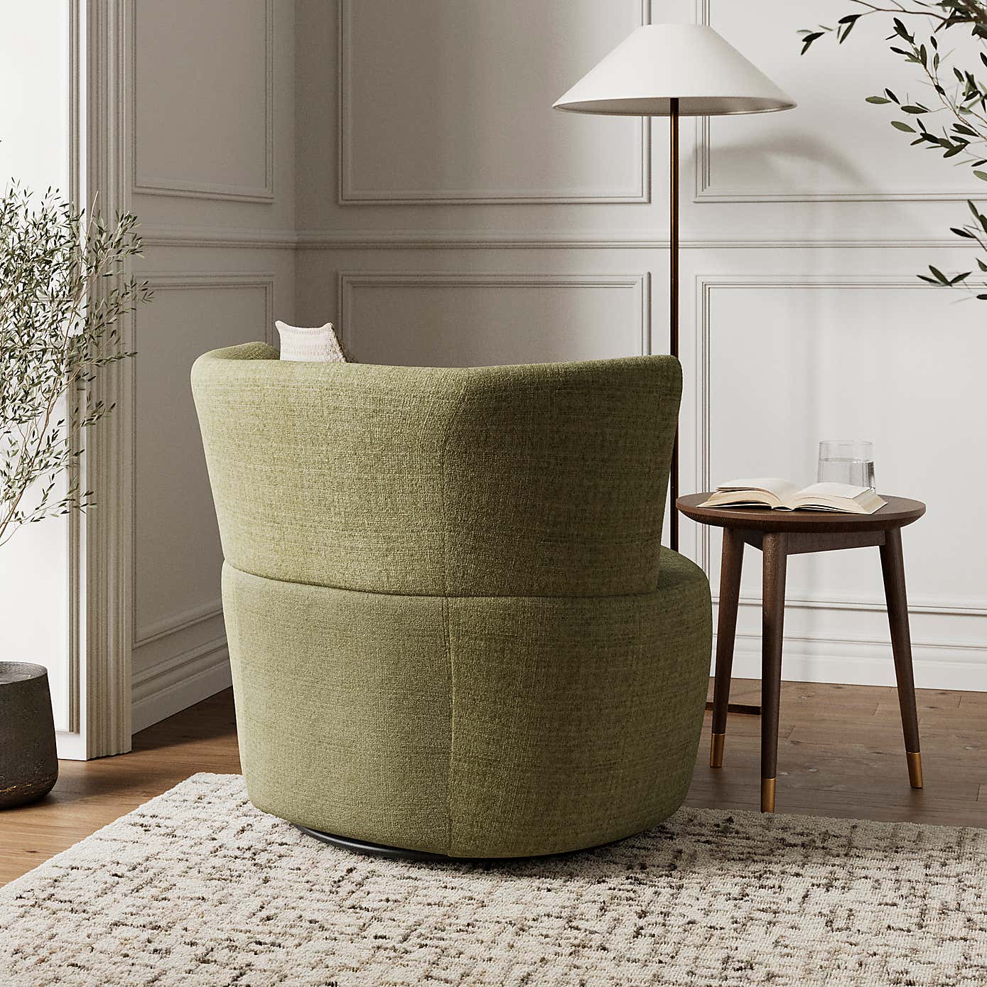 Robyn Chunky Soft Chenille Swivel Chair