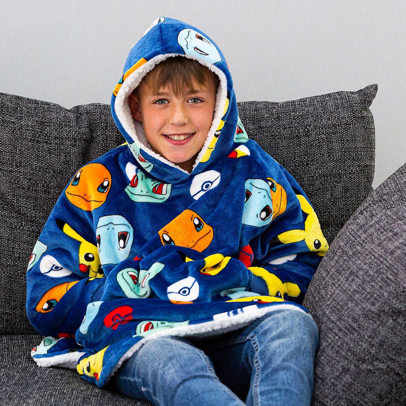 Pokemon Badges Hooded Wearable Fleece