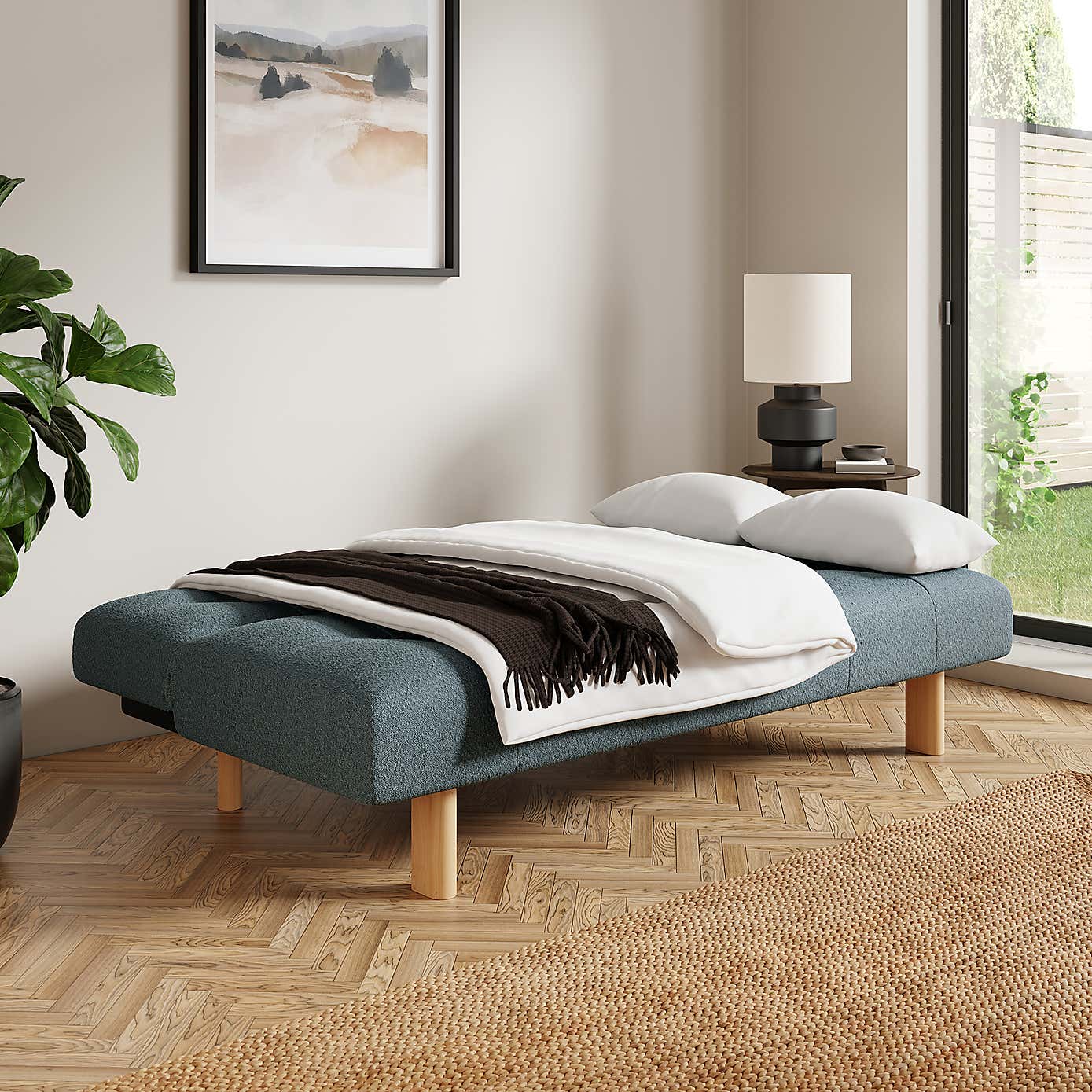 Lottie Boucle Two Tone Clic Clac Double Sofa Bed