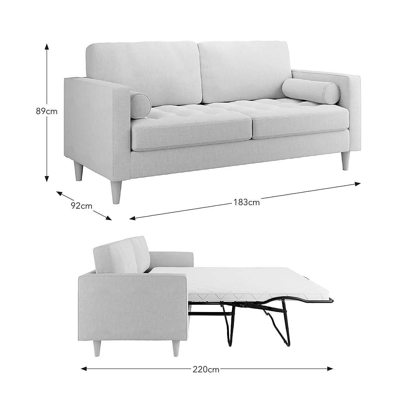 Zoe Luna 3 Seater Double Sofa Bed