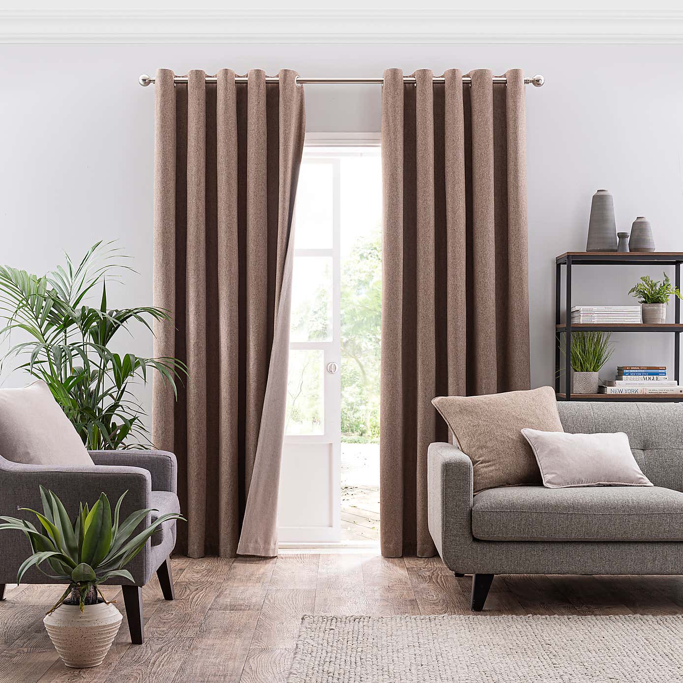 Luna Brushed Reversible Blackout Eyelet Curtains
