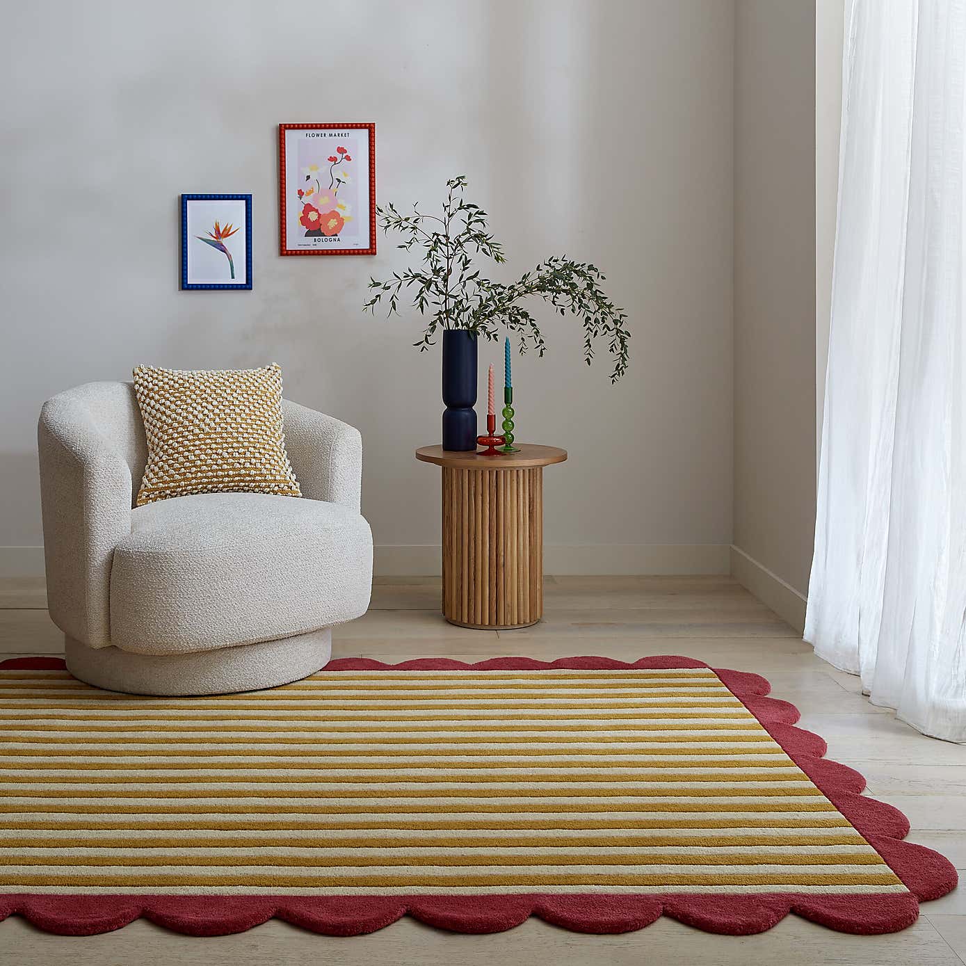 Milo Scallop Yellow Wool Rug