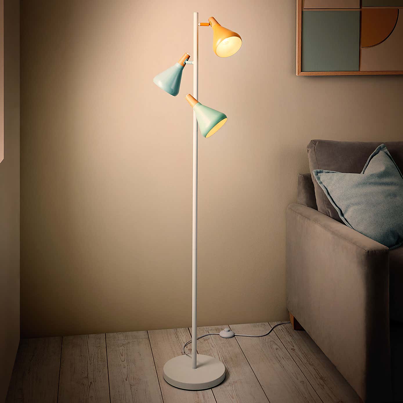 Wolston Retro 3 Light Adjustable Floor Lamp