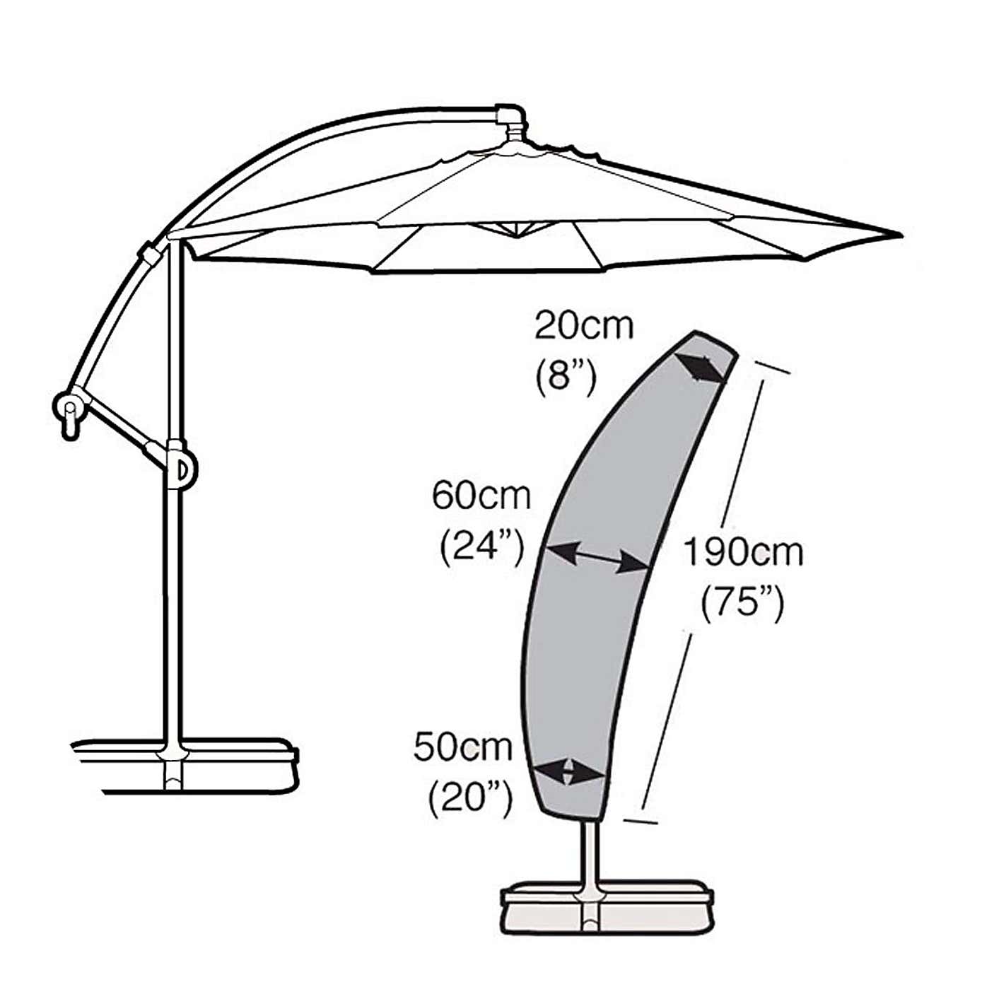 Garland Black Small Sail Parasol Cover