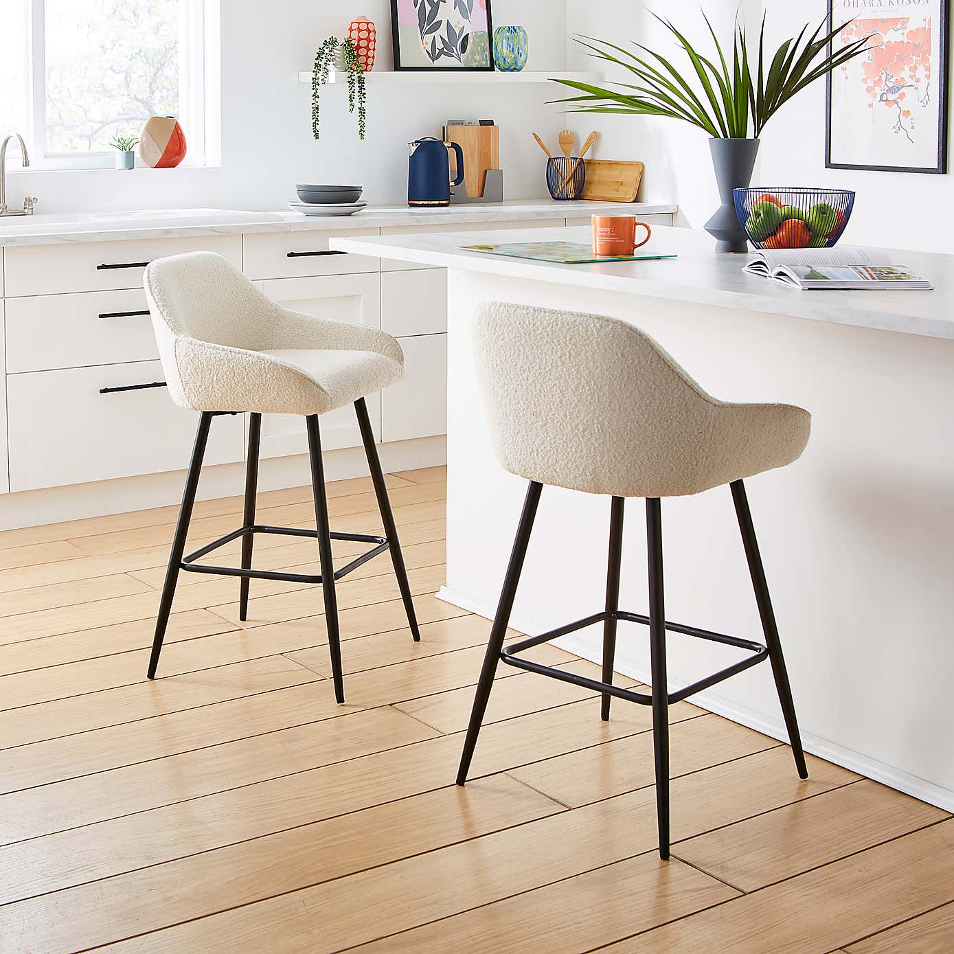 Radleigh Bar Stool, Ivory Boucle