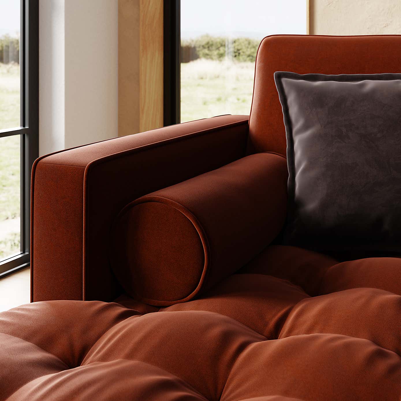 Zoe Casual Sit Velvet Corner Chaise Sofa