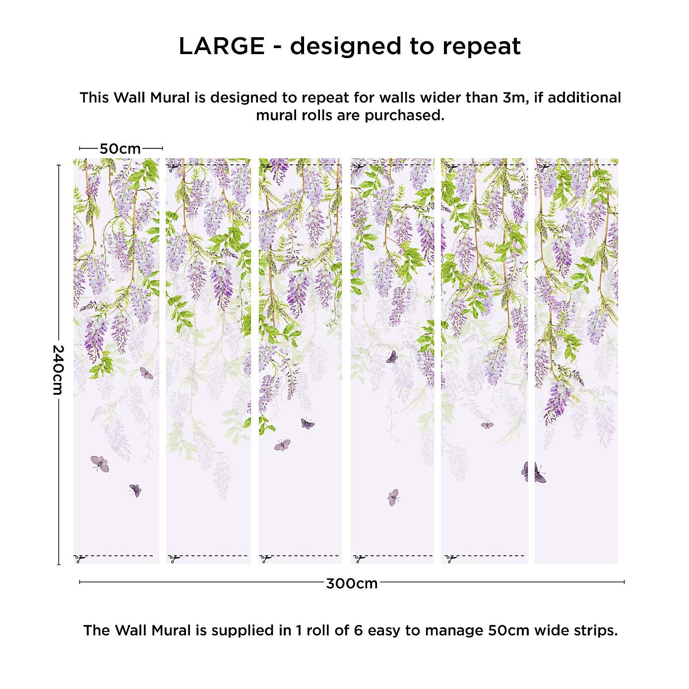 Whispering Wisteria Lavender Mural