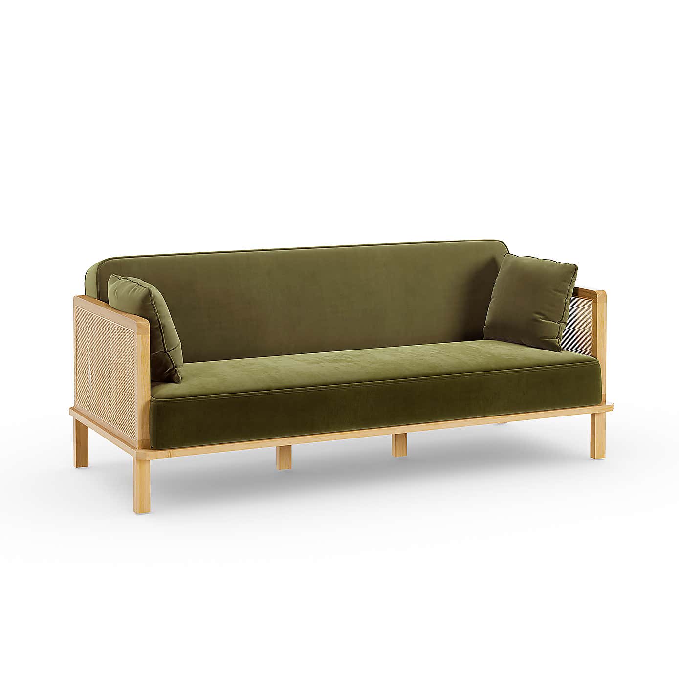 Lila Wicker and Velvet Clic Clac Double Sofa Bed