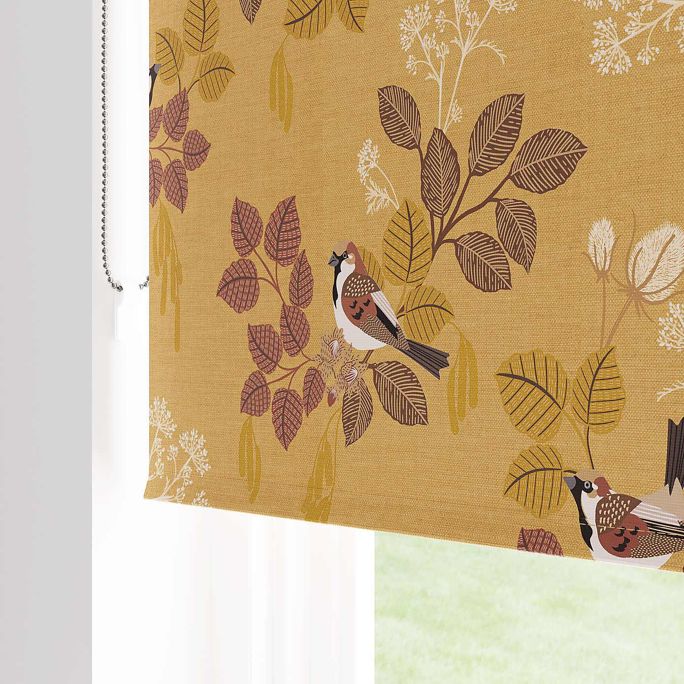 House Sparrow Blackout Ochre Roller Blind