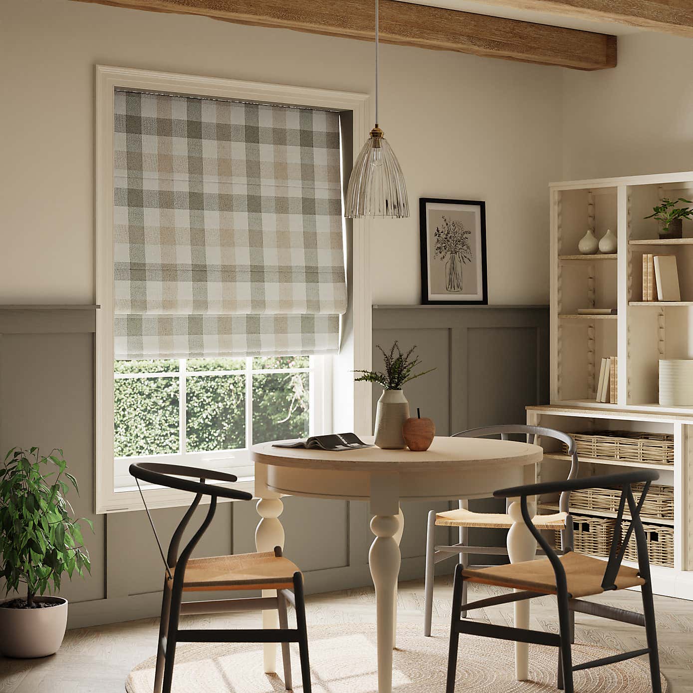 Large Check Roman Blind
