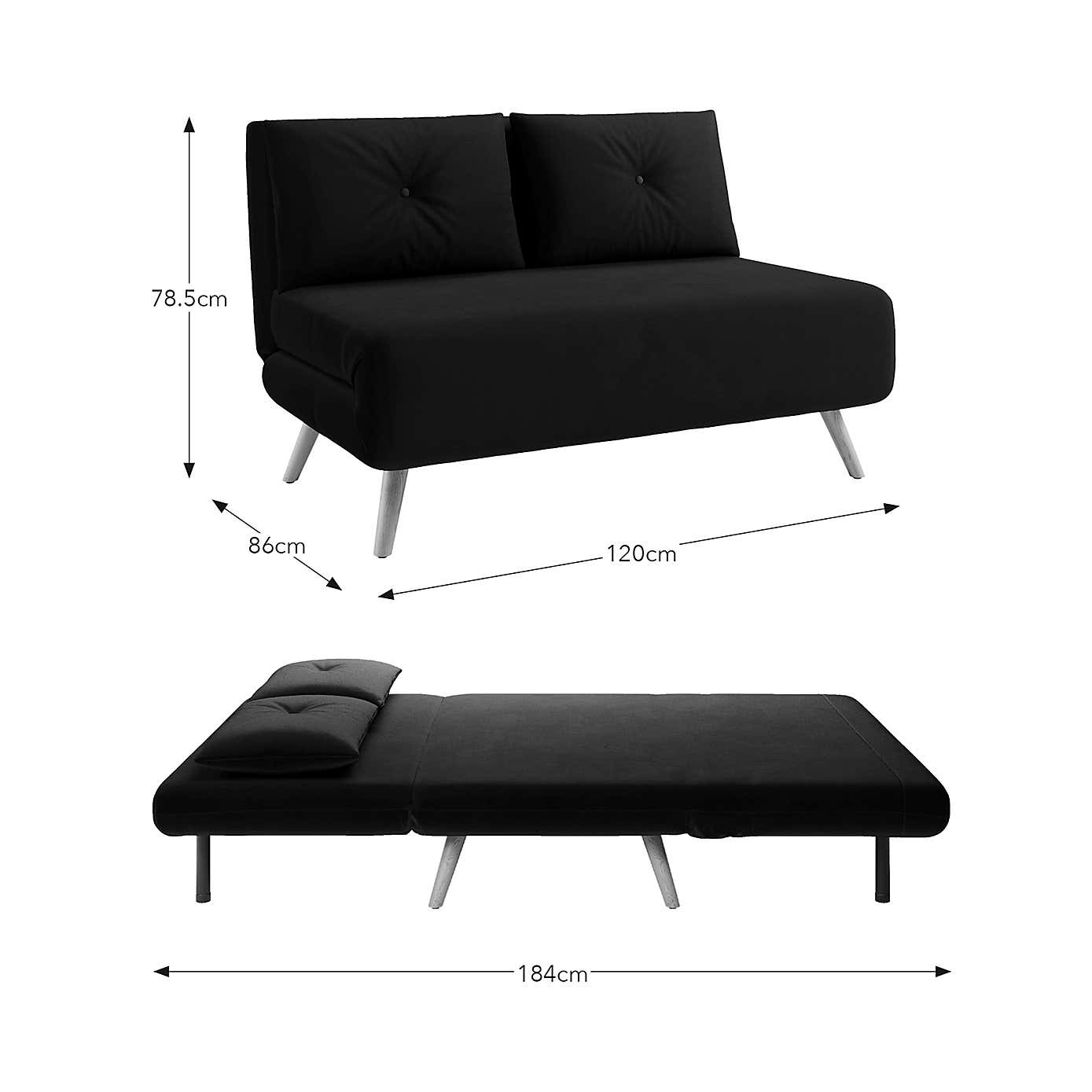 Phoebe Velvet Small Double Sofa Bed