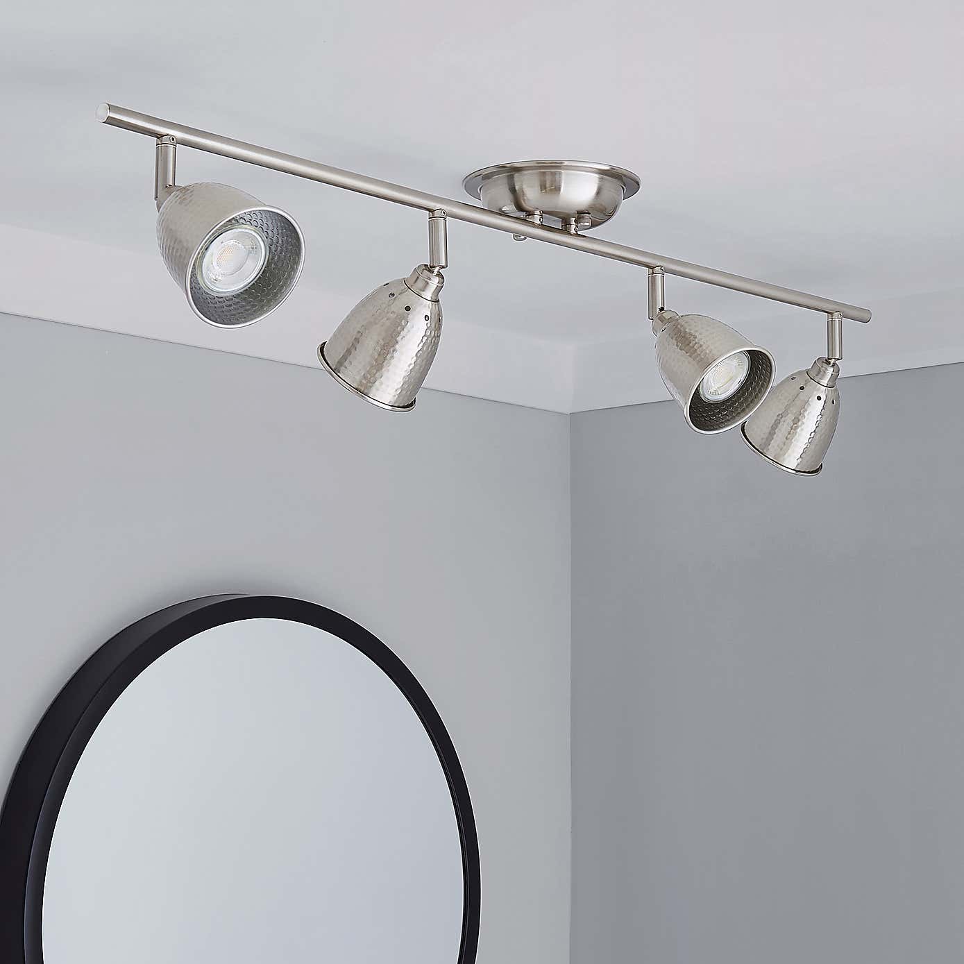 Filbert 4 Light Hammered Chrome Spotlight