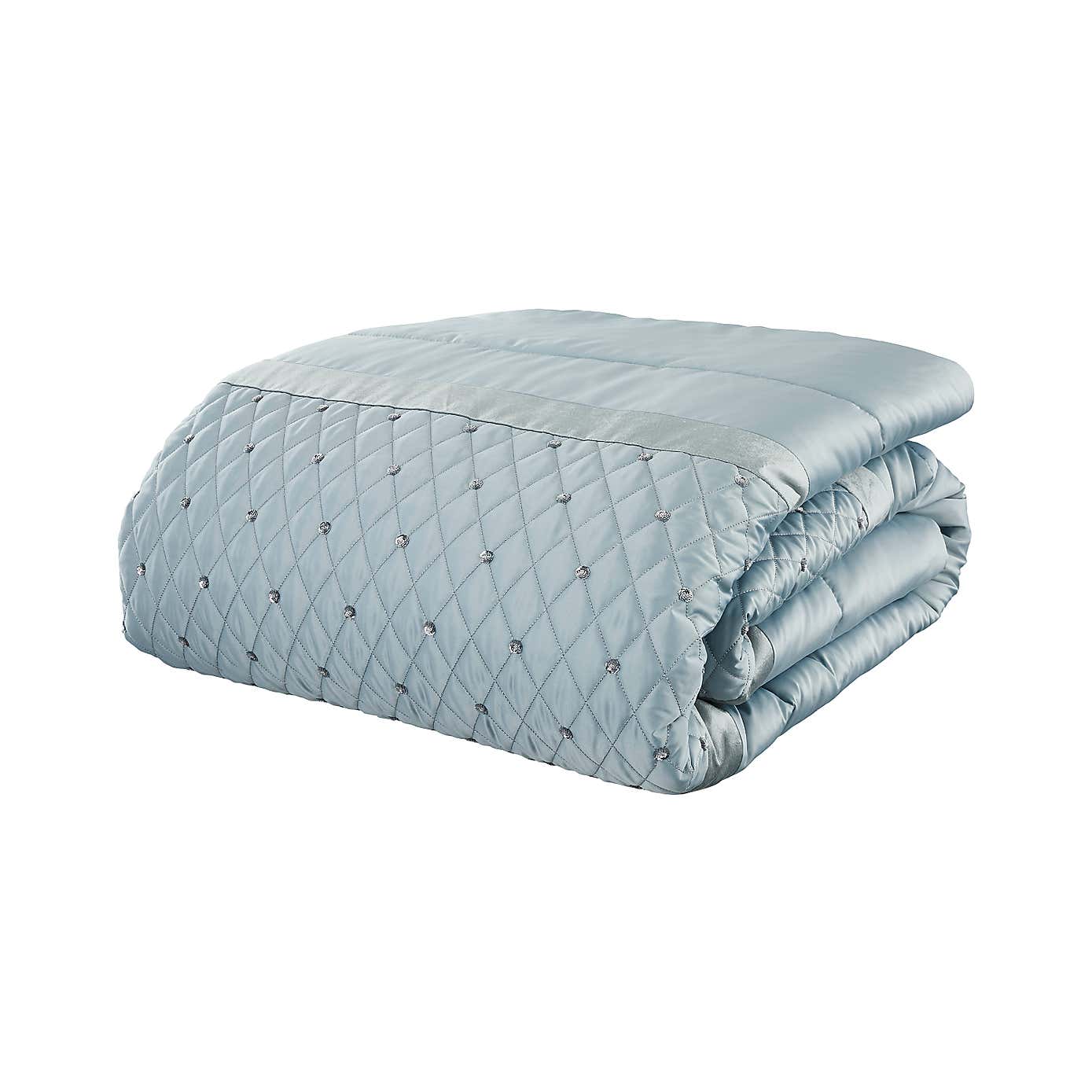 Catherine Lansfield Sequin Cluster Duck Egg Bedspread
