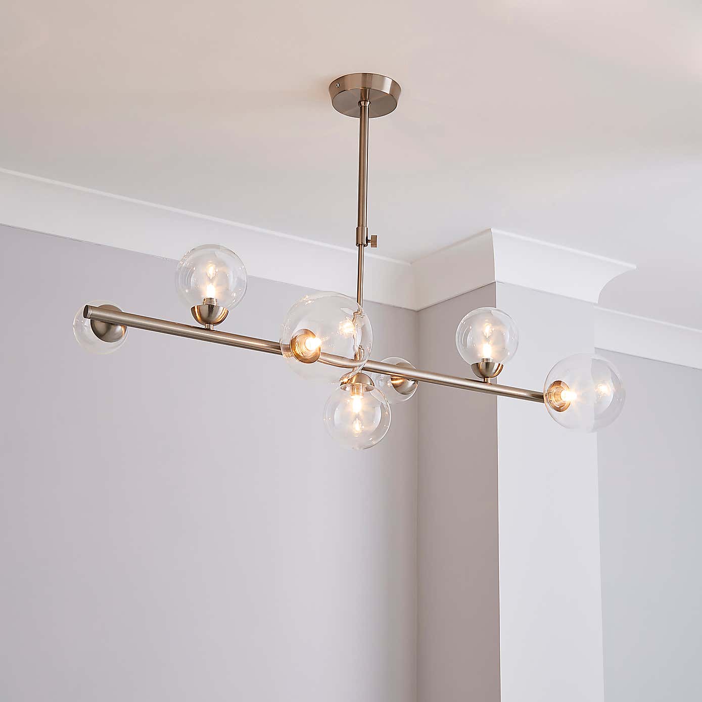 Tarsia Glass Ceiling Fitting Satin Nickel