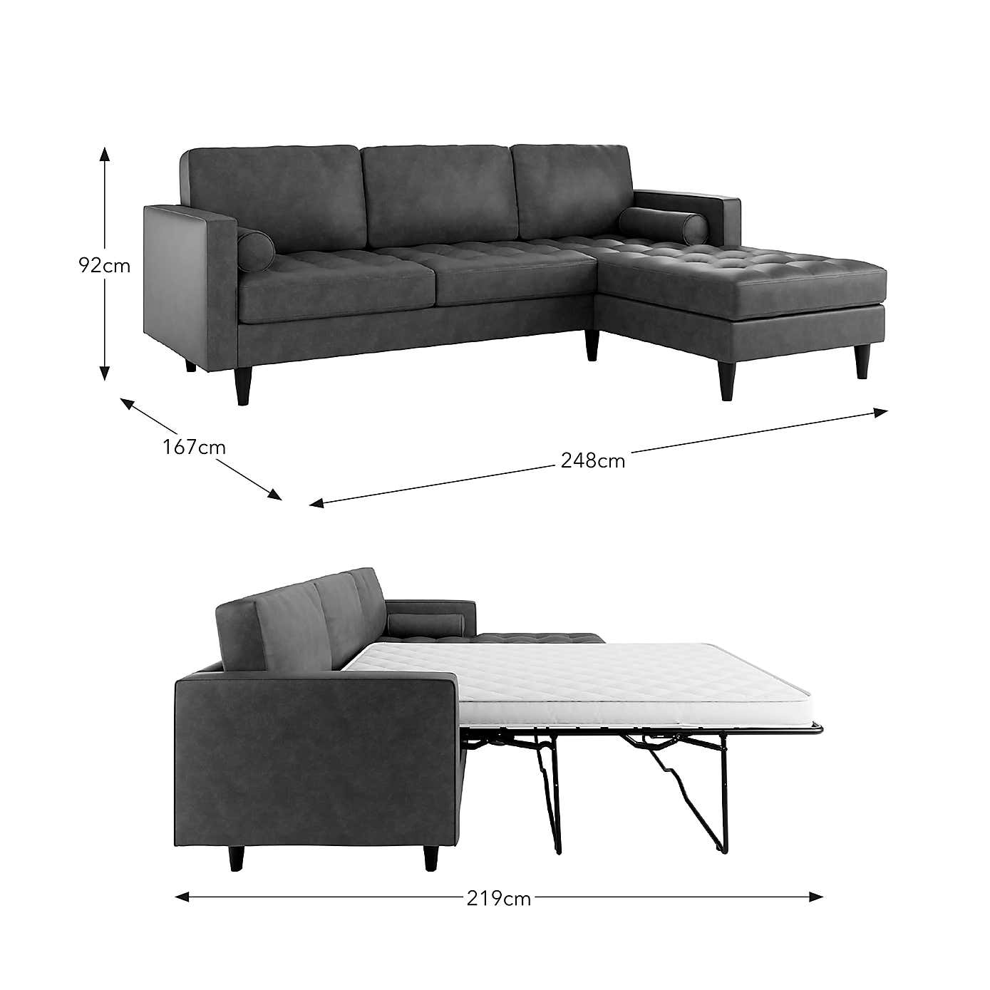 Zoe Faux Leather 3 Seater Corner Double Sofa Bed