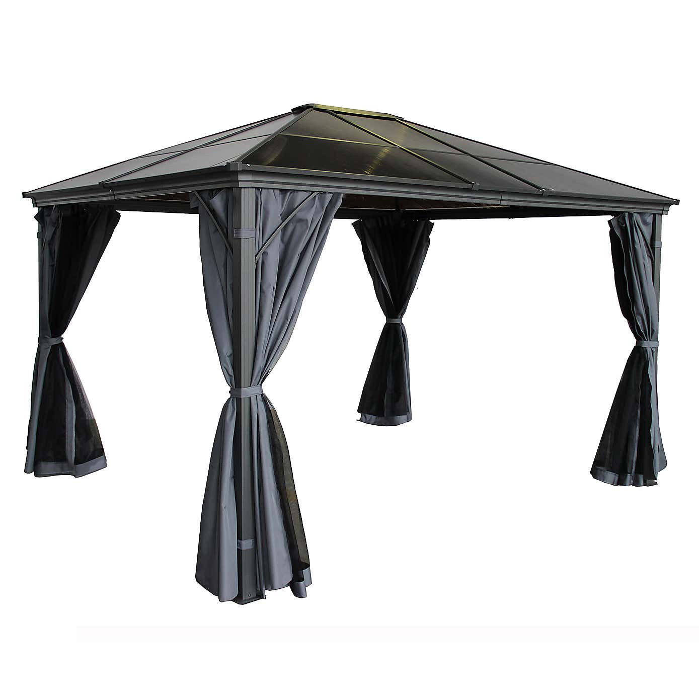 Lugano Polycarbonate 3.6m x 3.6m Grey Gazebo