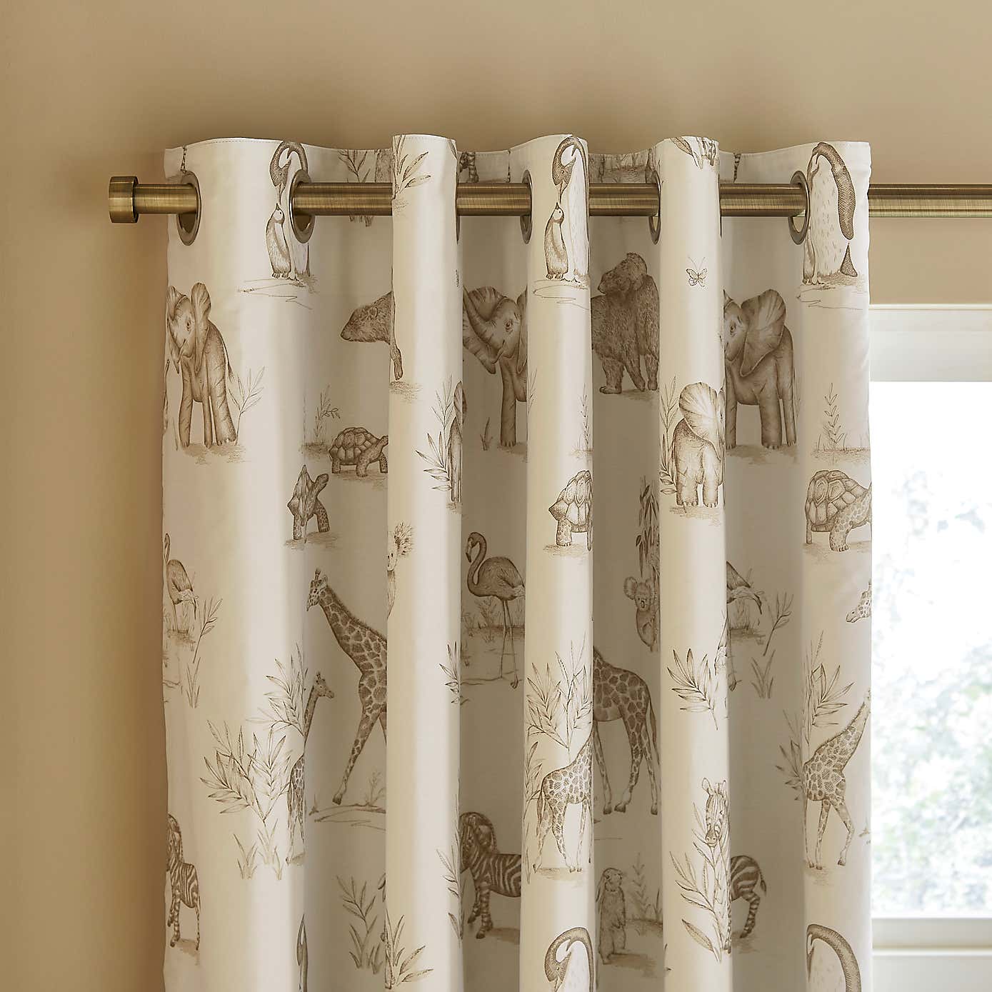 Sketched Animal Eyelet Curtains