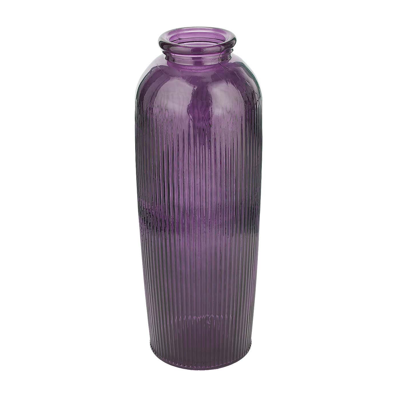 Tall Ribbed Recycled Glass Vase