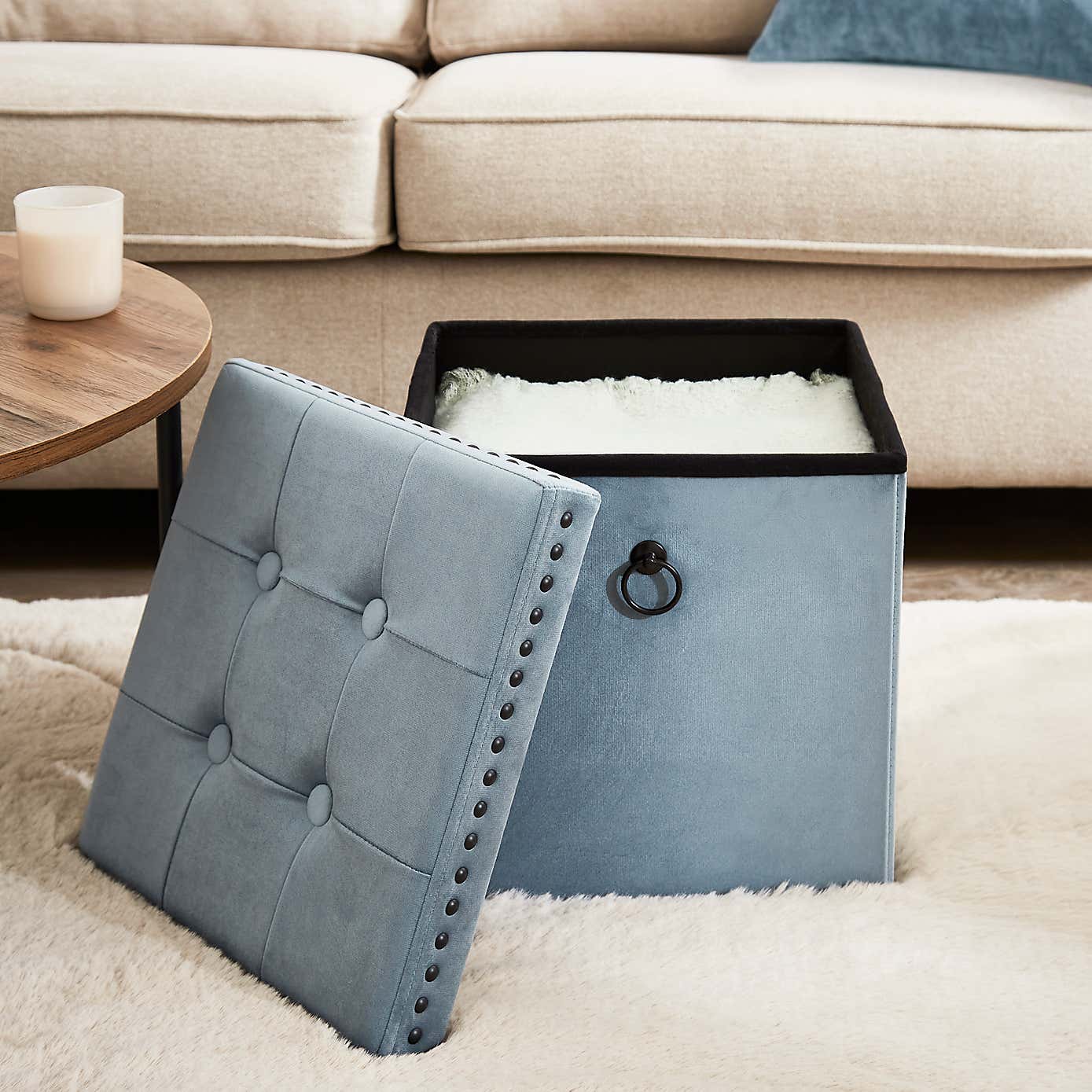 Velvet Cube Ottoman