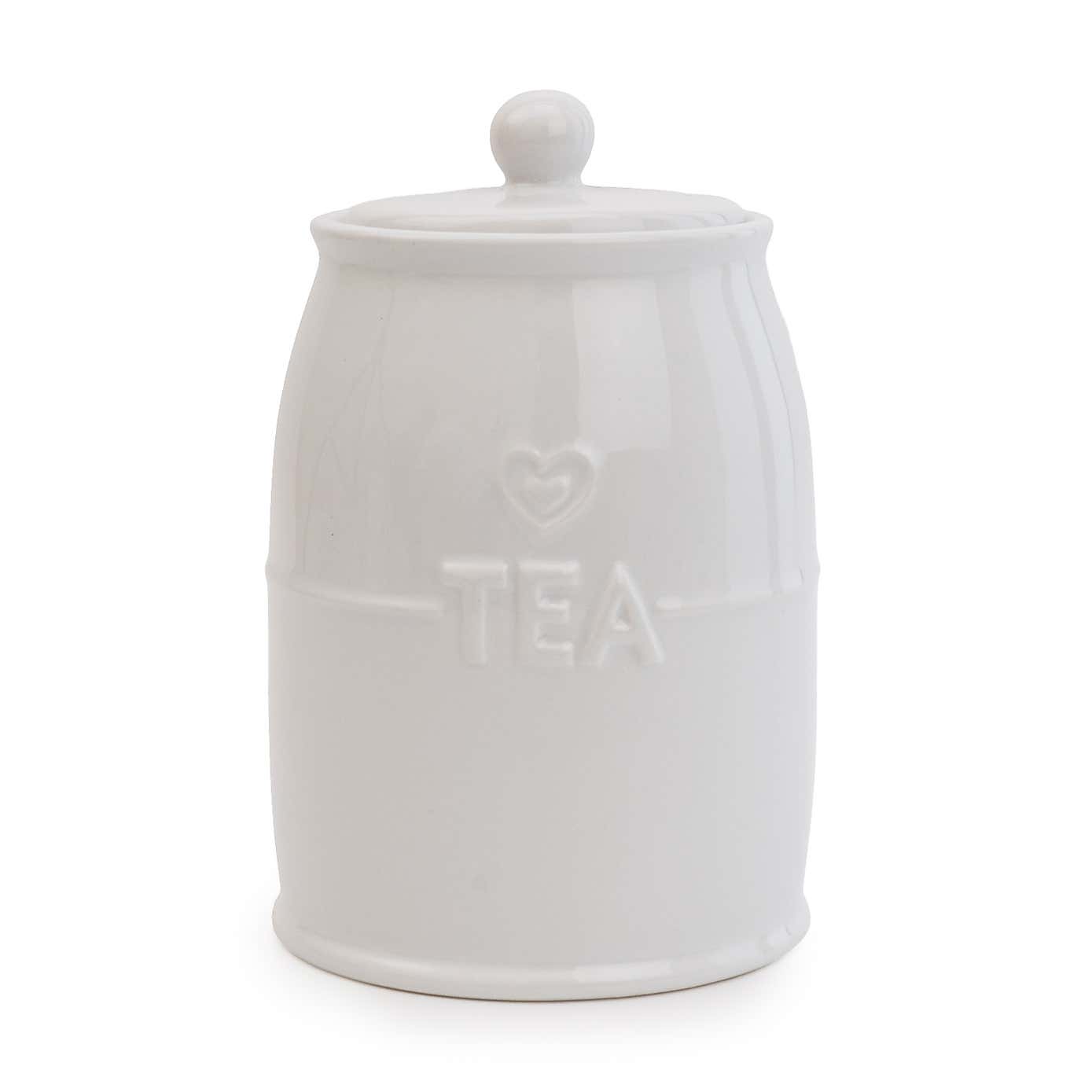 White Hearts Tea Canister