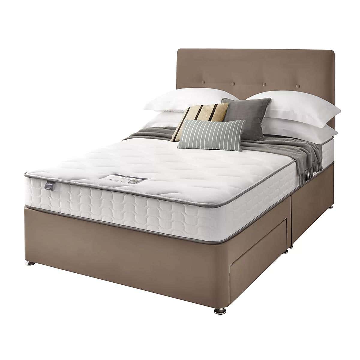 Silentnight 2 Drawer Divan Bed With Velvet Francisco Headboard