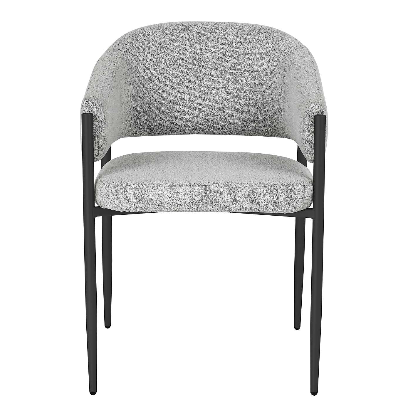 Set of 2 Indus Valley Herbie Curved Back Boucle Dining Chairs