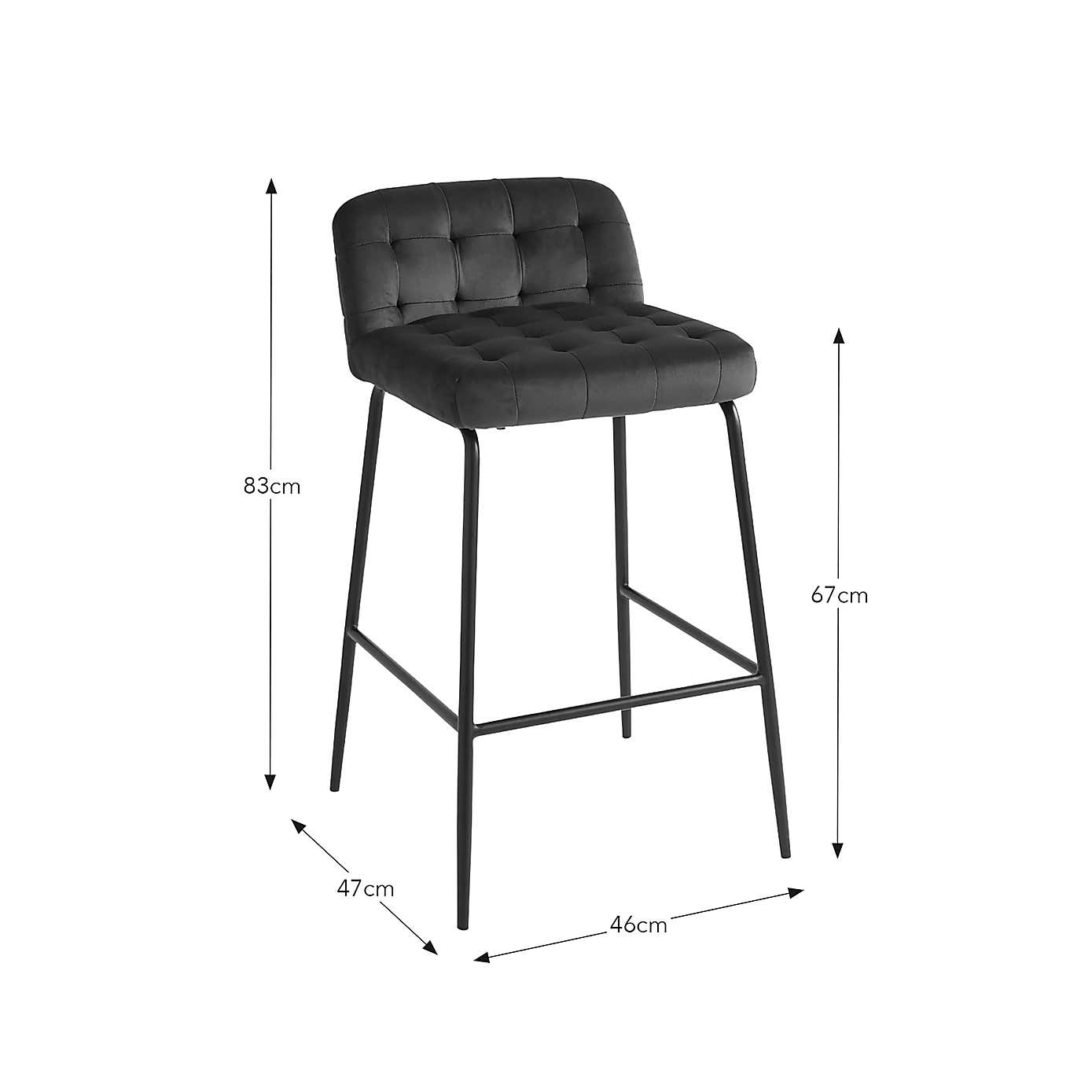 Bodie Counter Height Bar Stool, Velvet