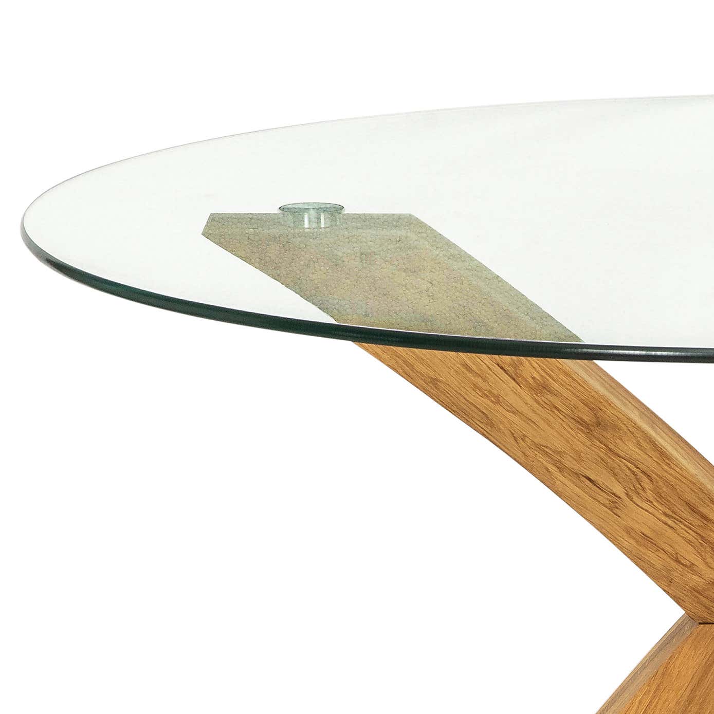 Xavi 4 Seater Round Dining Table, Glass and Oak