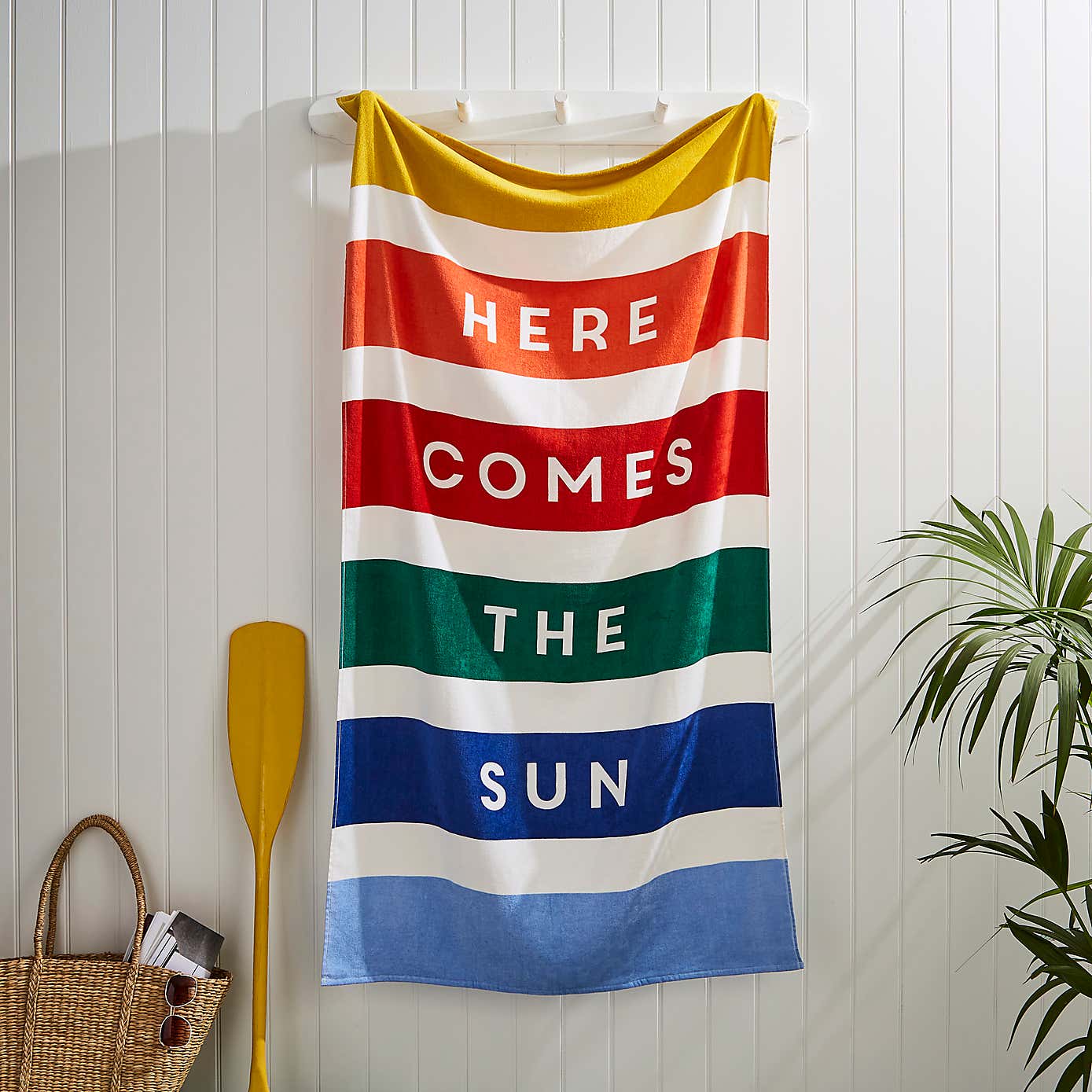 XL Slogan Stripe Beach Towel
