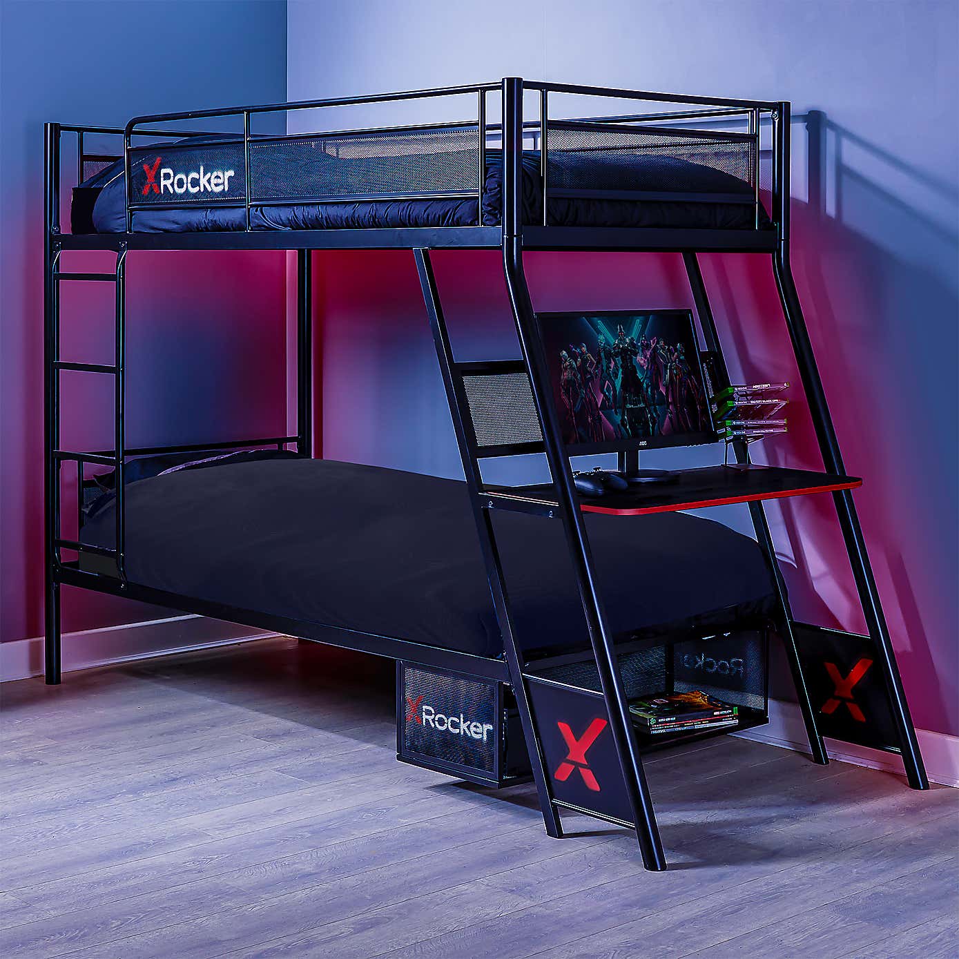 X Rocker Armada Dual Gaming Bunk Bed