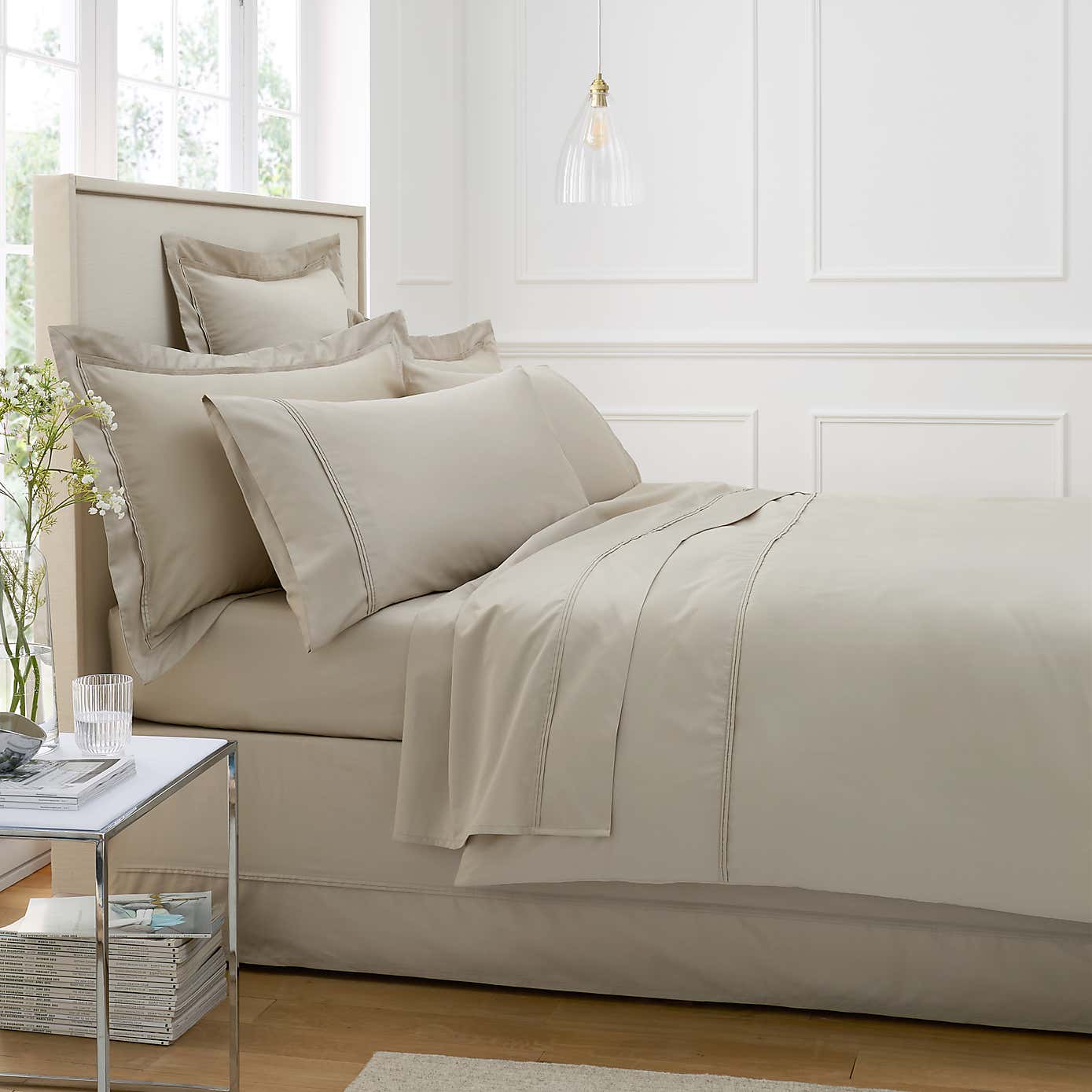 Dorma 500 Thread Count 100% Cotton Satin Plain Cuffed Pillowcase