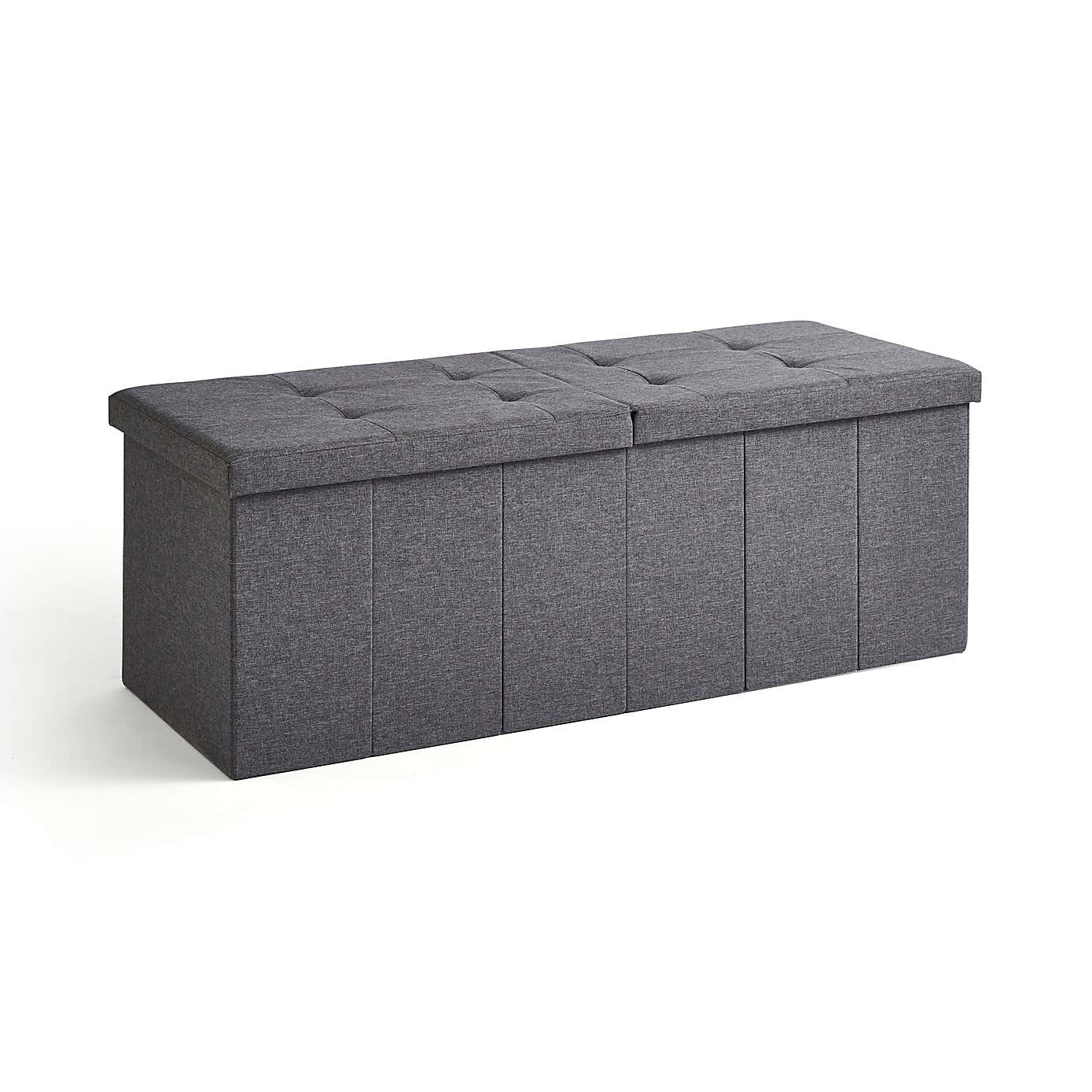 Faux Linen Bed End Ottoman