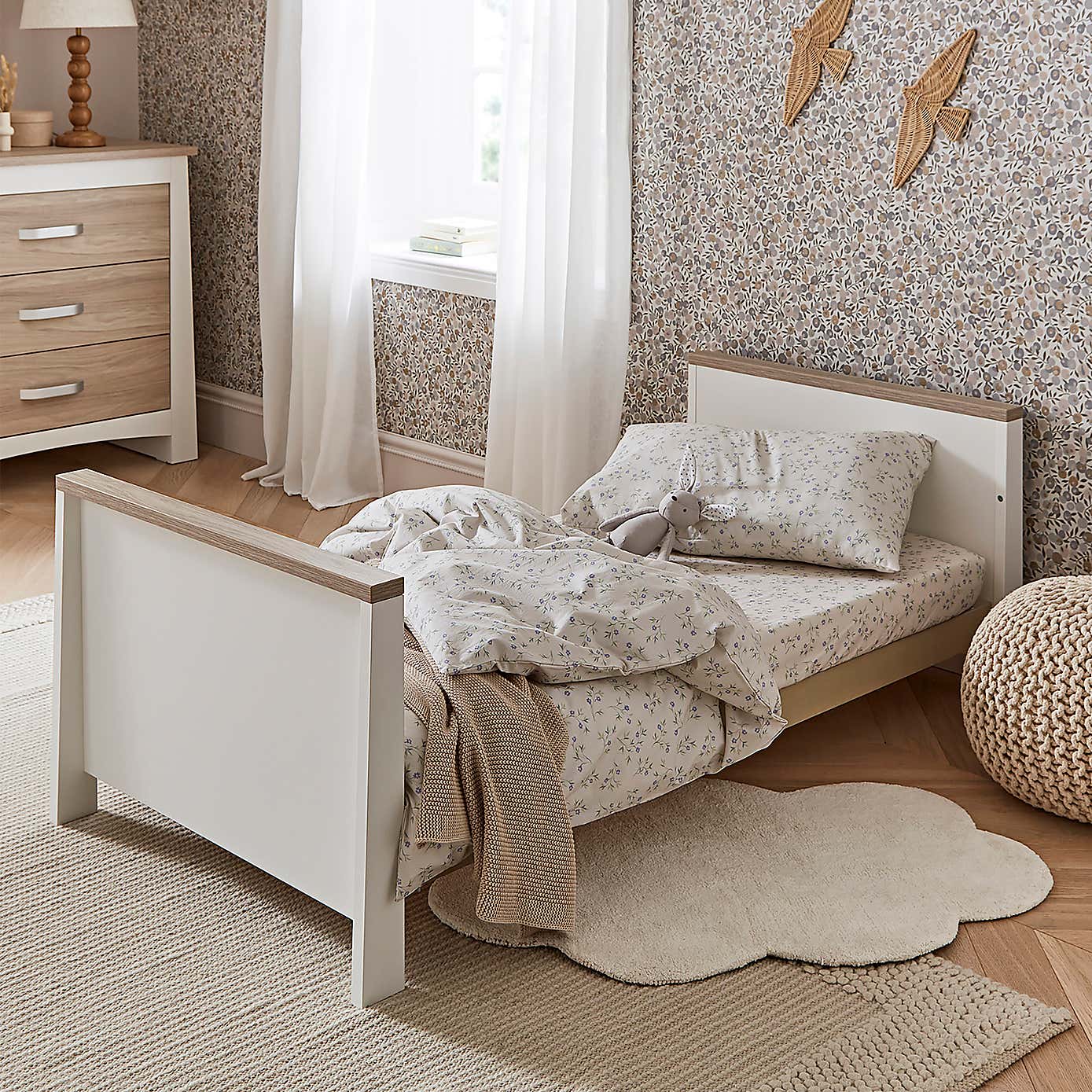 CuddleCo Ada Cot Bed, White Ash