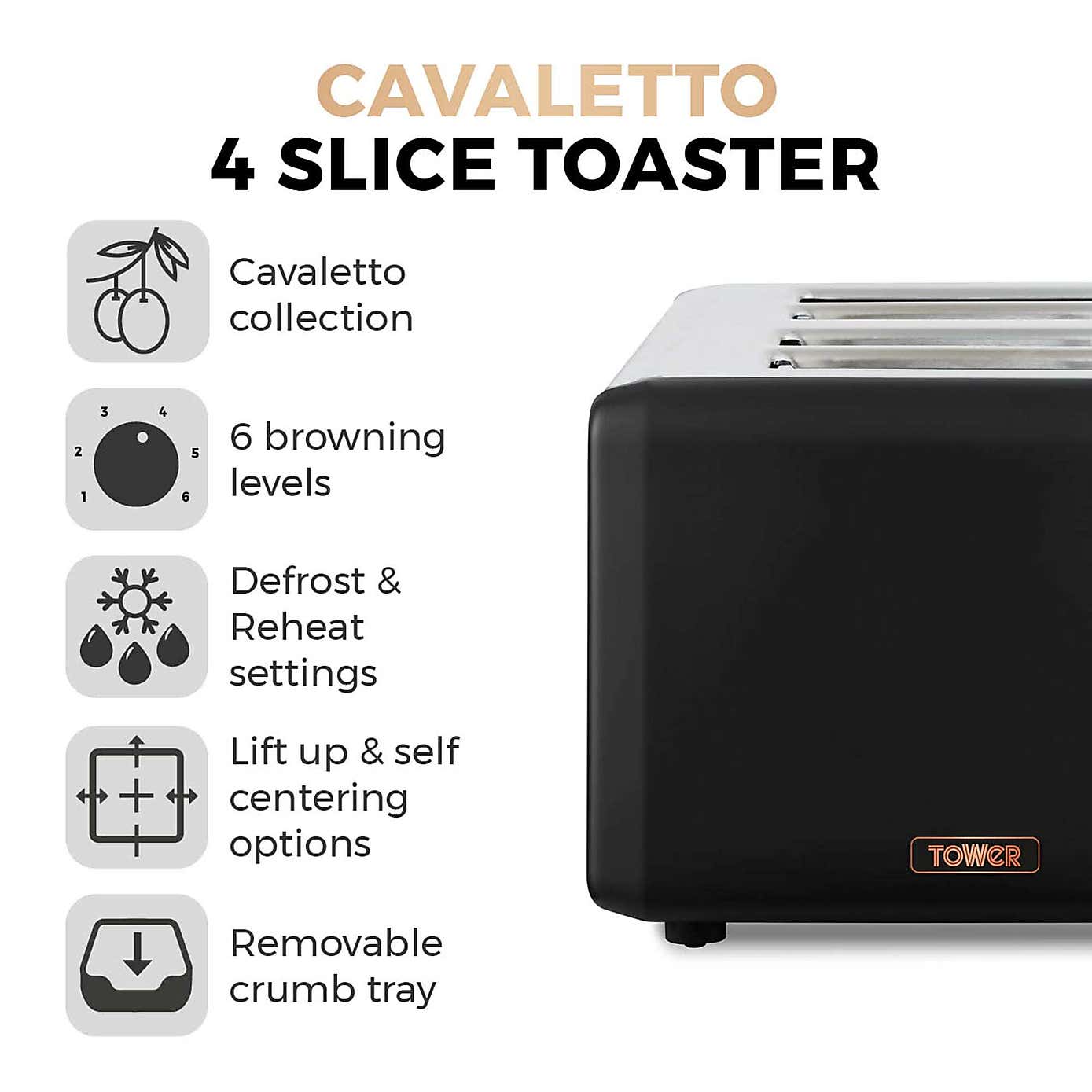 TOWER Cavaletto 4 Slice Toaster