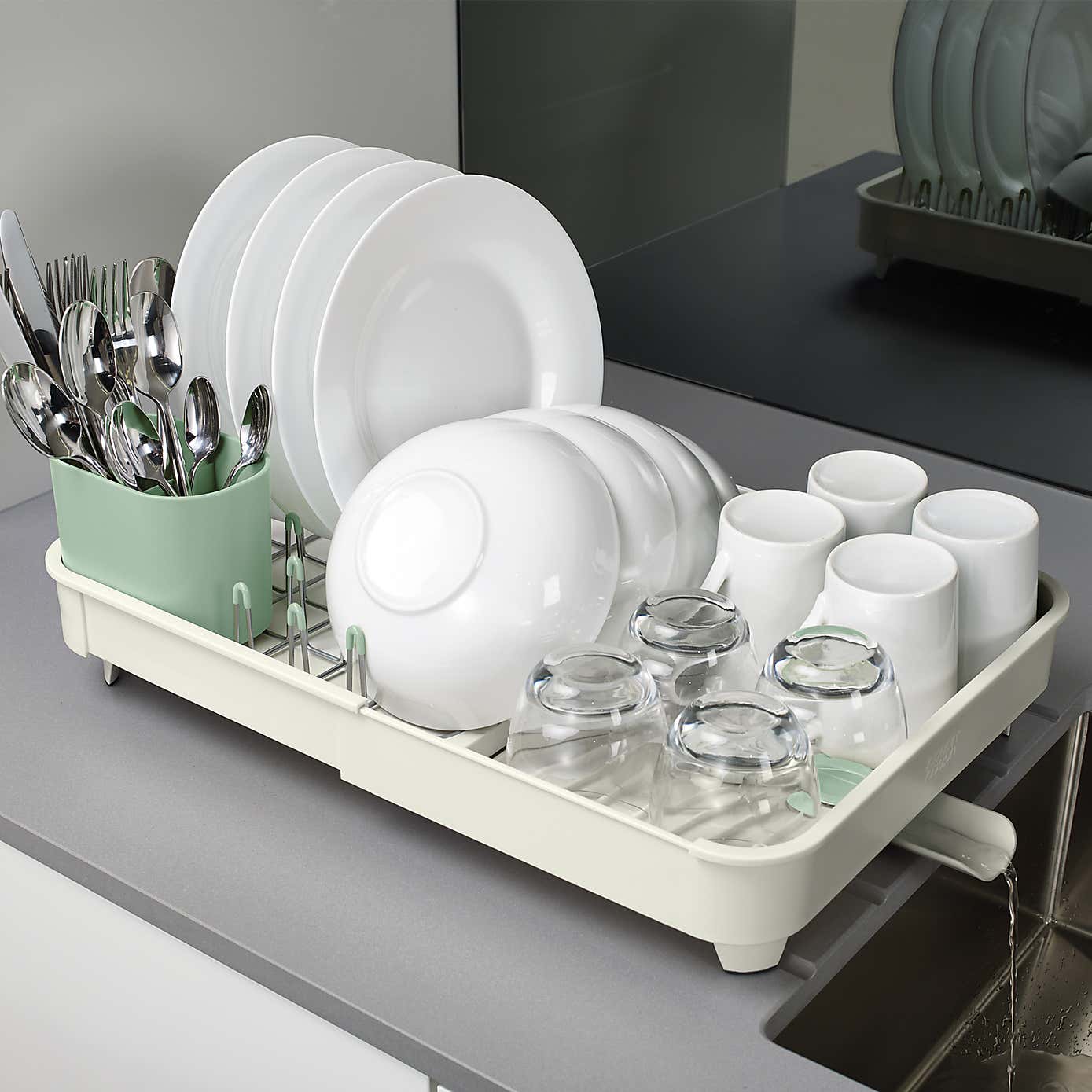Light Stone Extendable Dish Rack