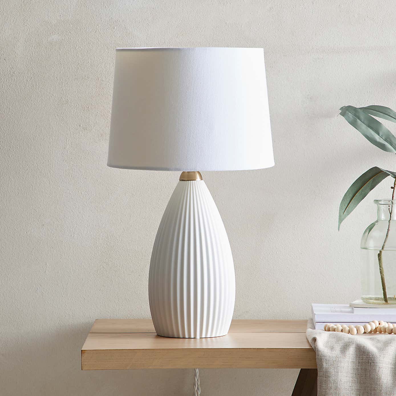 Dorma Dual Lit Ribbed Porcelain Table Lamp