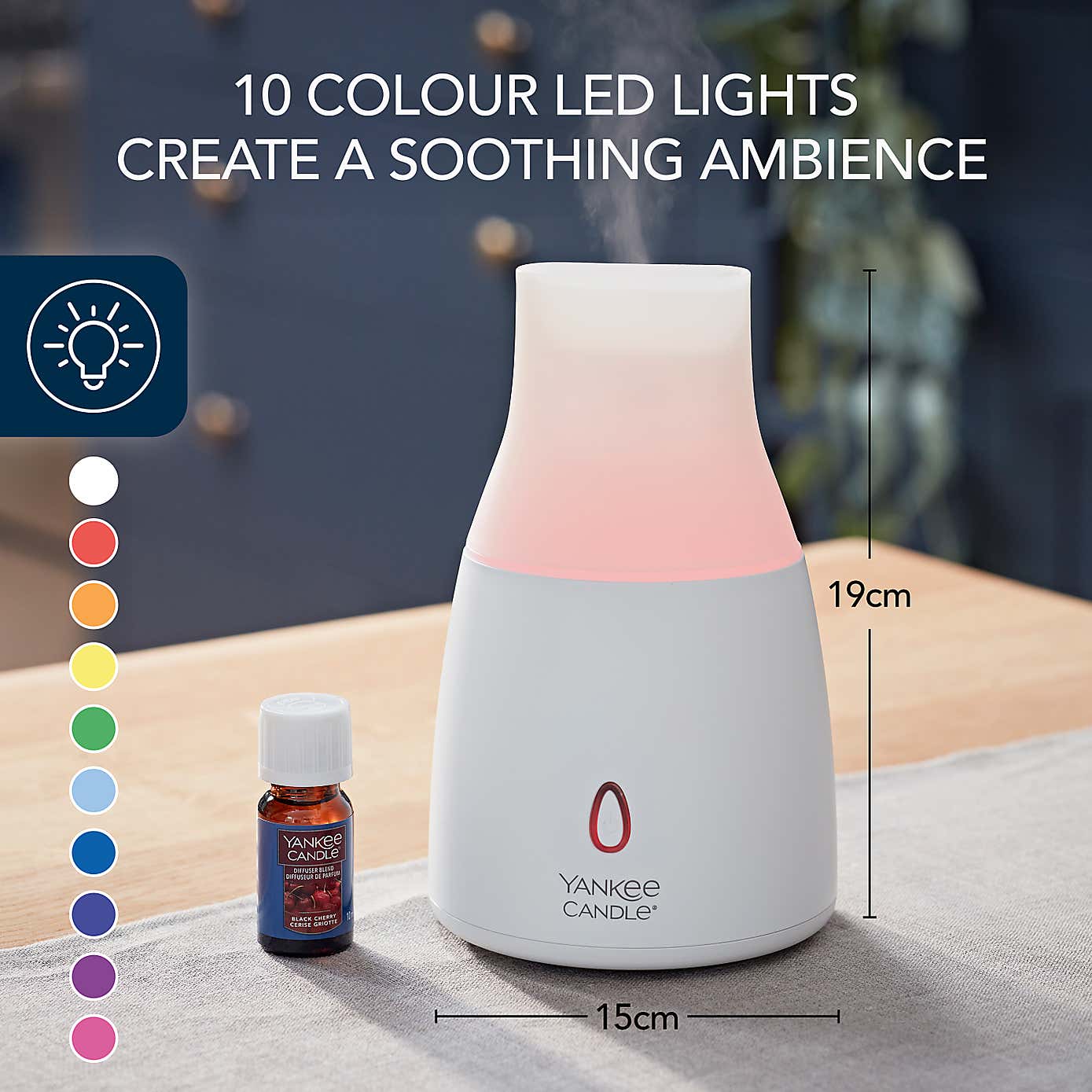 Yankee Candle Black Cherry Ultrasonic Aroma Diffuser Starter Kit