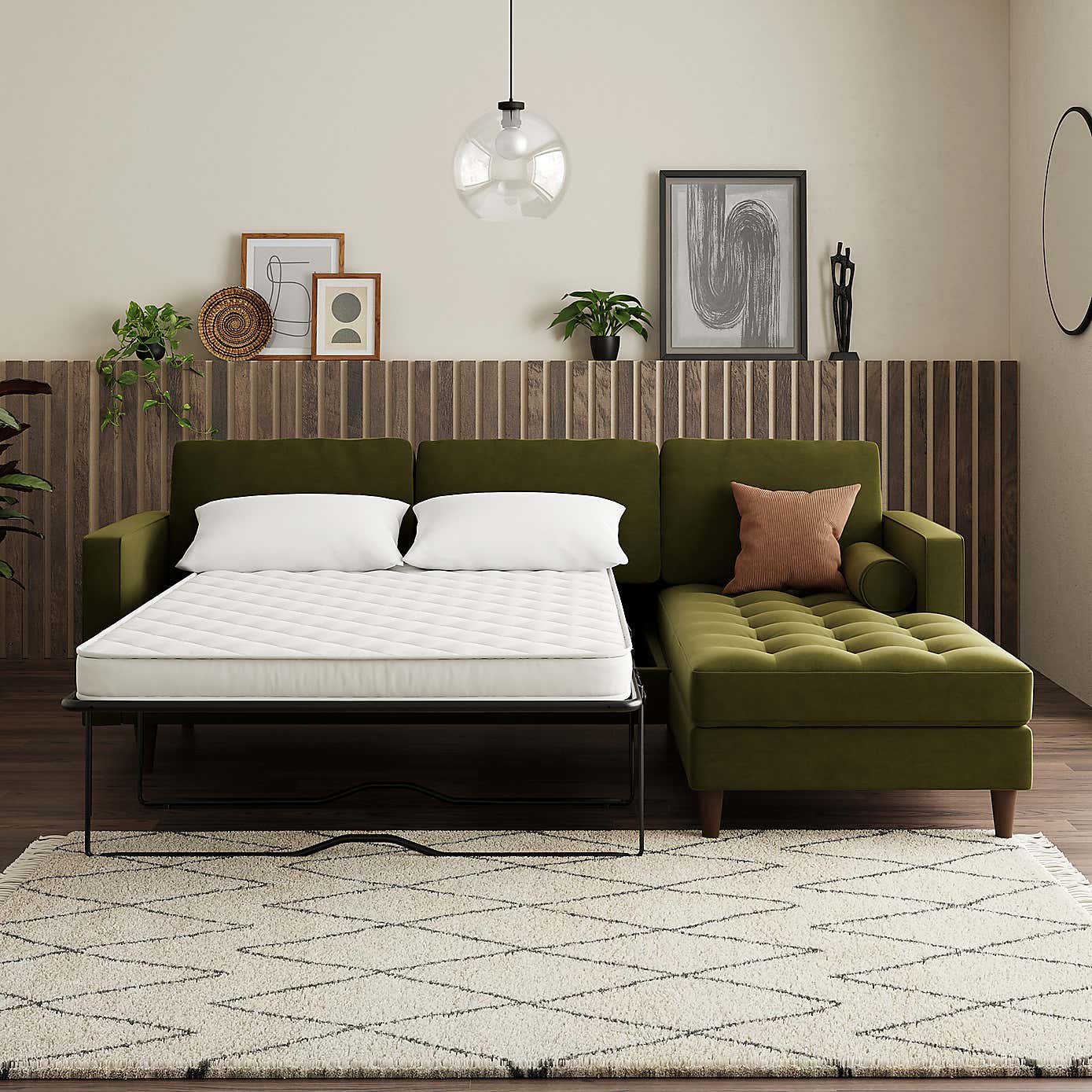 Zoe 4 Seater Corner Double Sofa Bed, Velvet