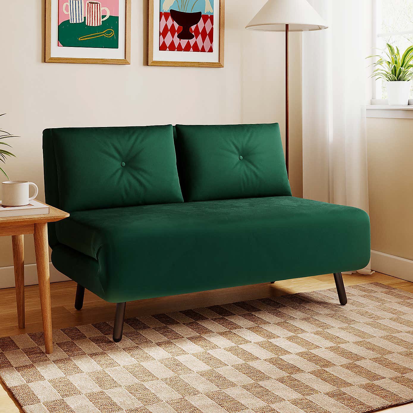 Phoebe Velvet Small Double Sofa Bed