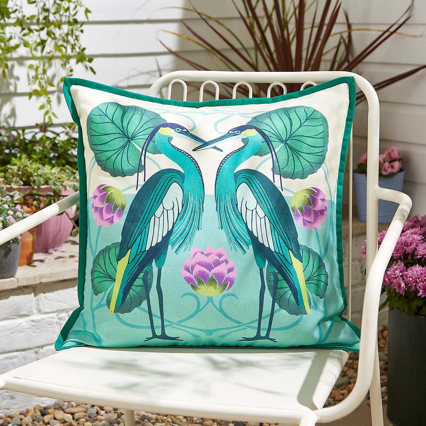 Cranes Oxford Egde Outdoor Square Cushion