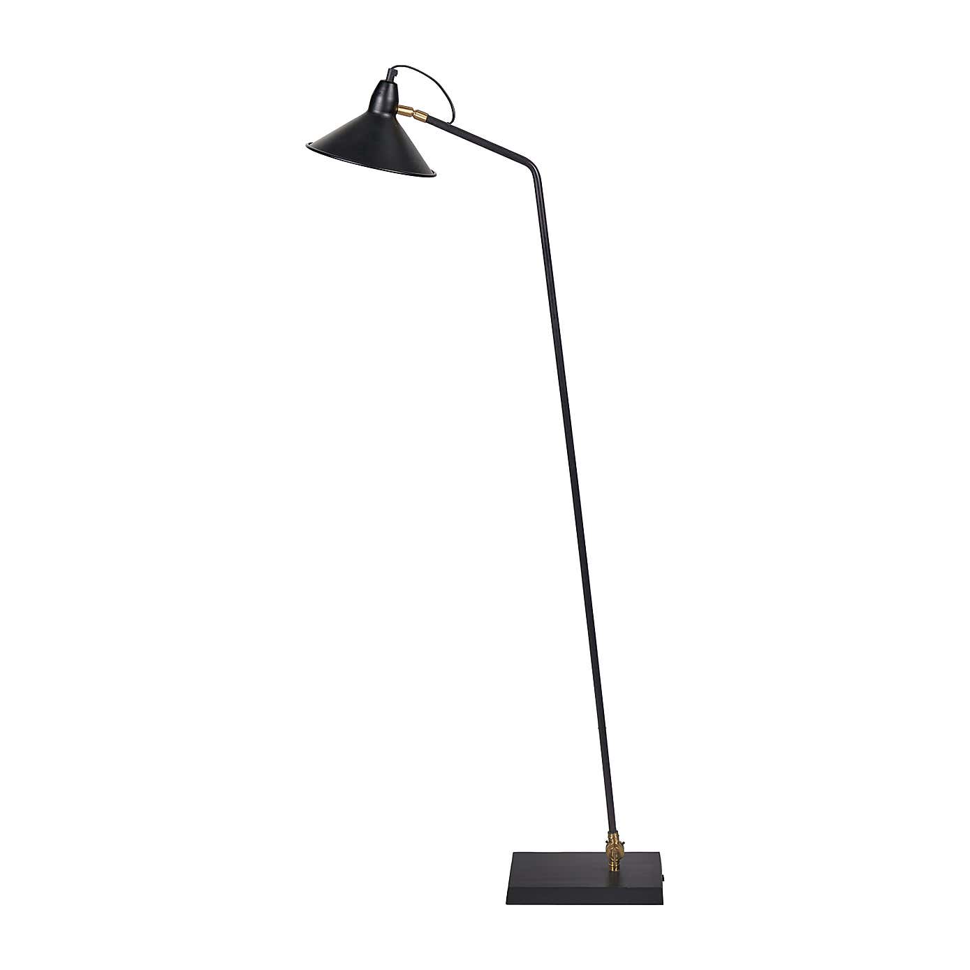 Canton Matt Black and Brass Metal Cone Floor Lamp