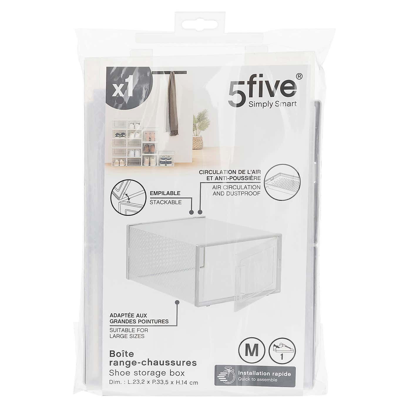 Set of 2 Stackable Clear Shoe Boxes