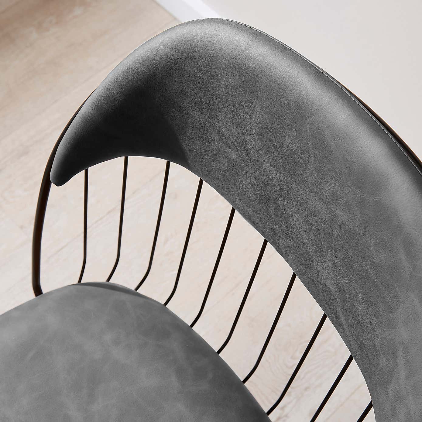 Stannis Rectangular Dining Table with 4 Marcela Grey Faux Leather Dining Chairs