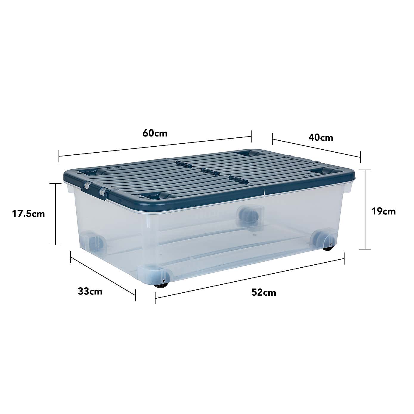 Wham 32L Set of 3 Underbed Storage Box with Wheels & Lid