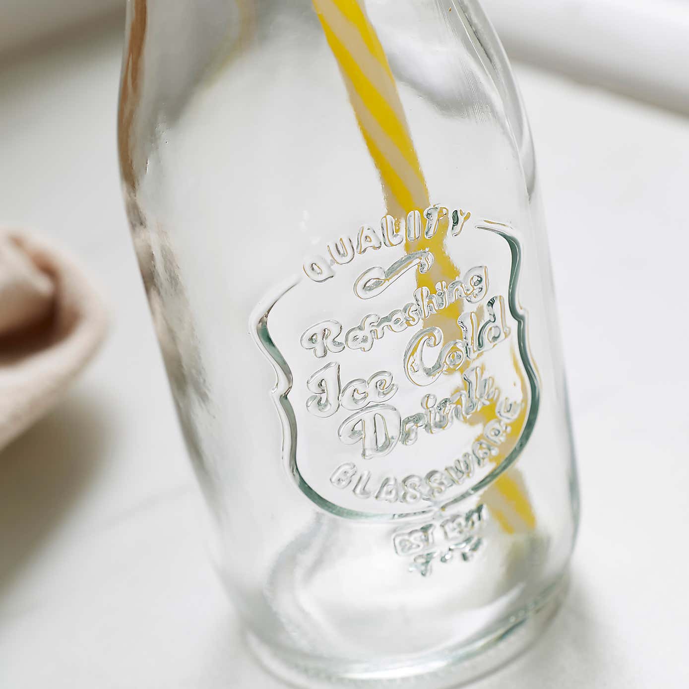 Glass Bottle with Coloured Straw